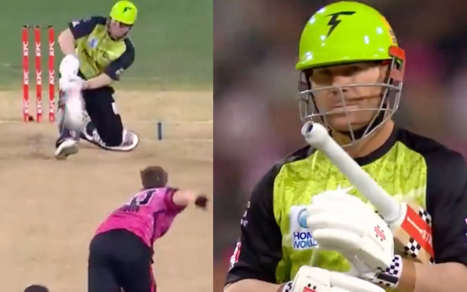 David Warner smashed six on first ball (Source:@BBL/X.com)