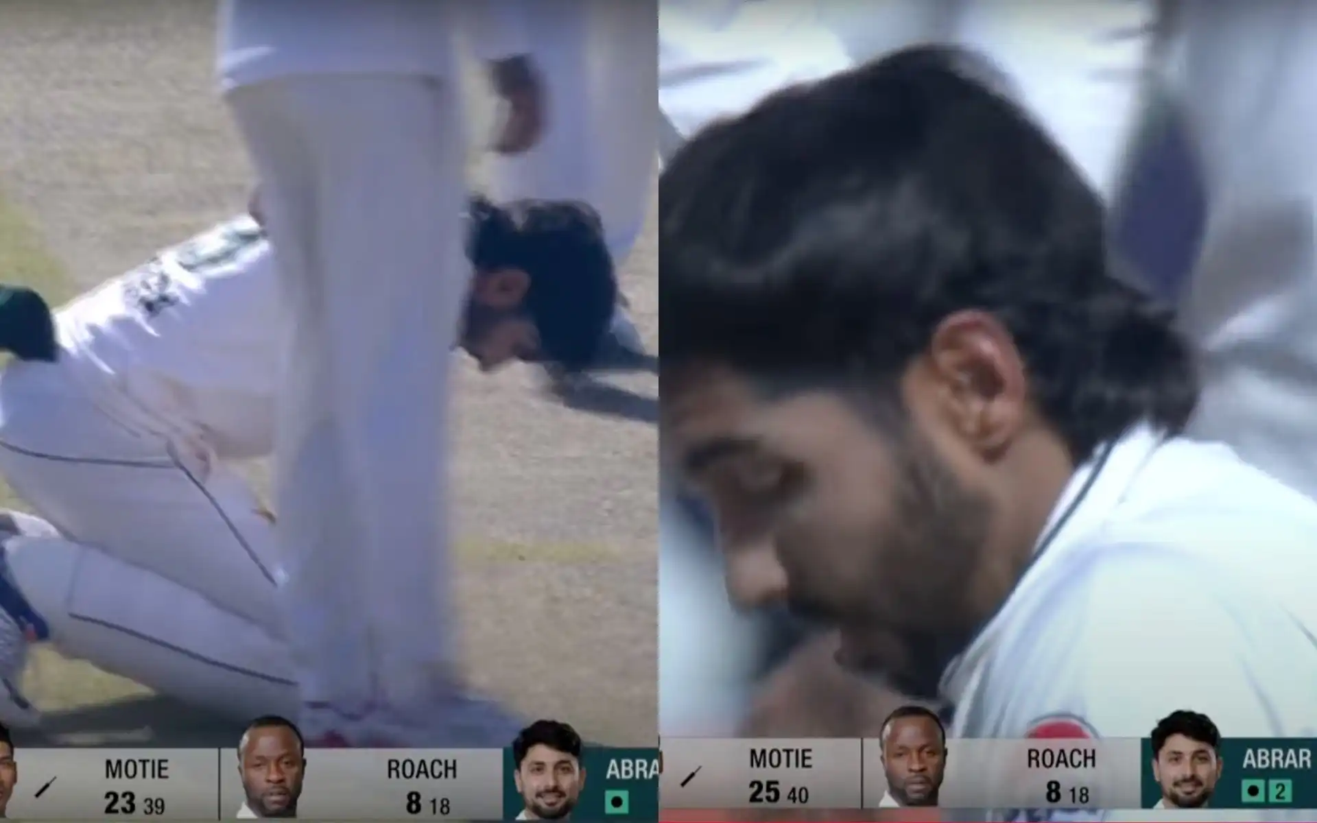 Huraira was hit on his helmet [Source: @21OneTwo34/X]