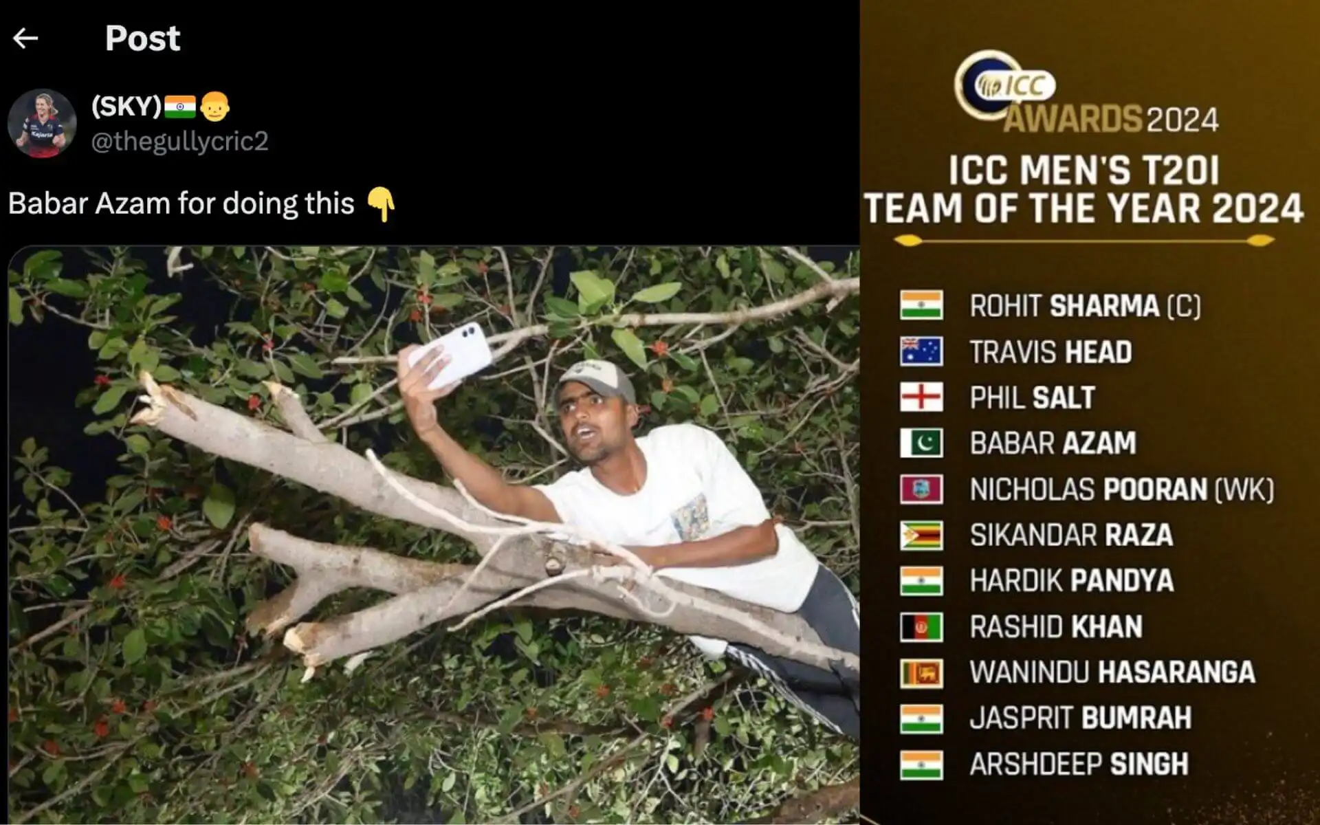 A meme shared by fan on Twitter (Source: @thegullycric2, @muffadal_vohra/X.com)
