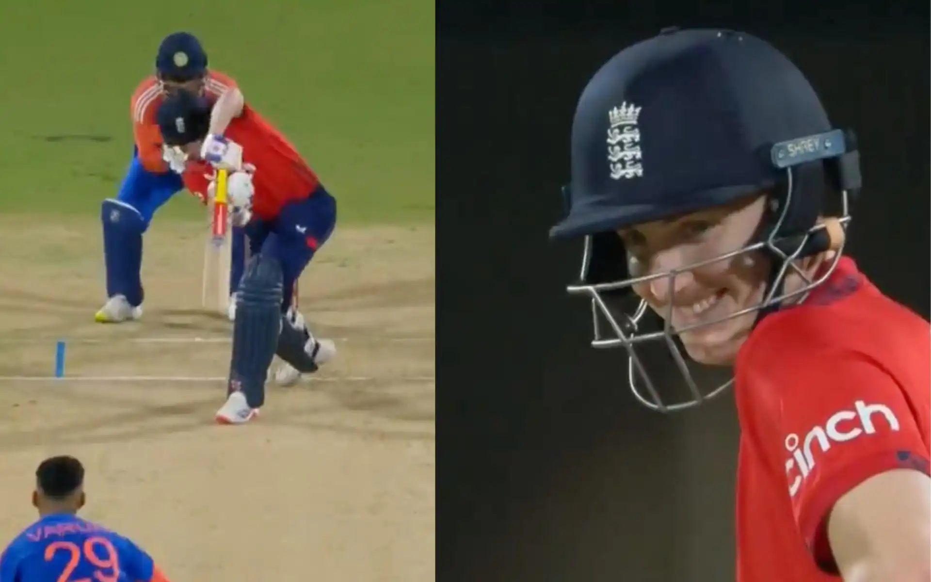 Harry Brook's wicket against India in 2nd T20I (Source:@BCCI/X.com)