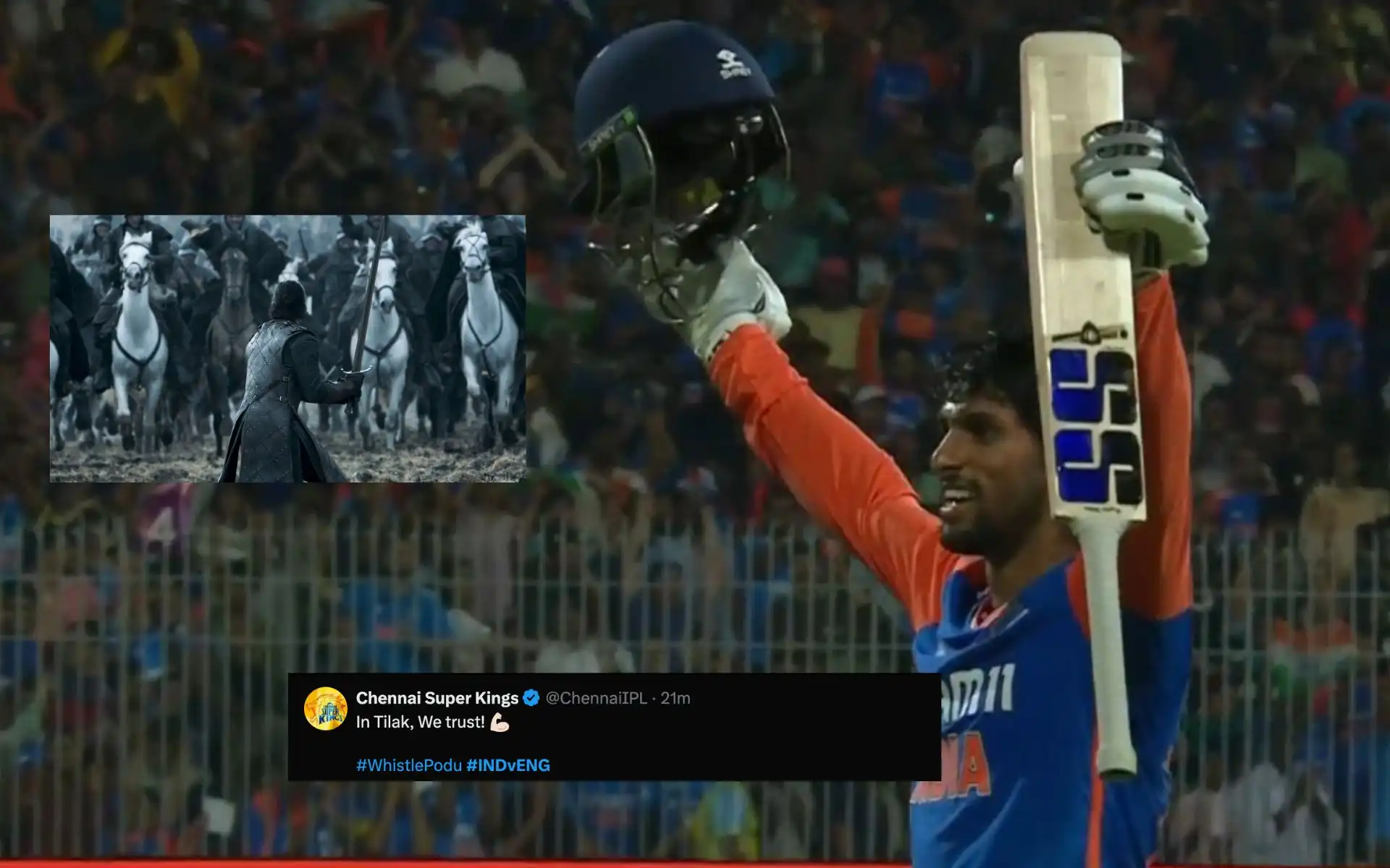 Tilak Varma after winning the match for India [Source: @InningsDeepDive/x.com]