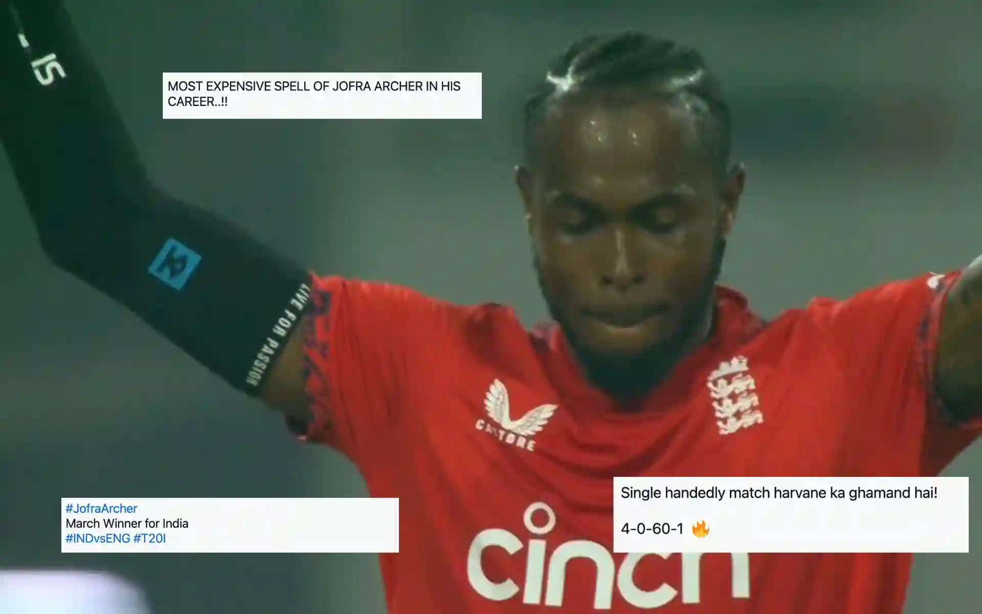 Jofra Archer Trolled After Conceding 60 runs against India [Source: @BeingJeet12/x.com]