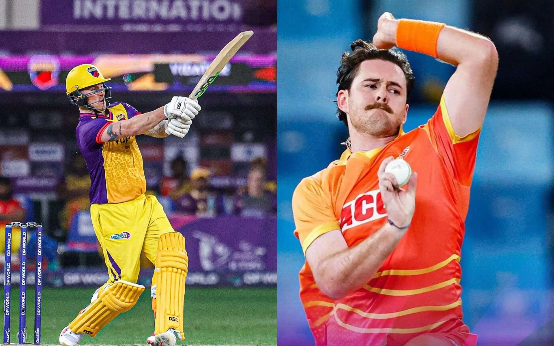 Jason Roy and Mark Adair (Source: @Sharjahwarriorz/X.com, @GulfGiants/X.com)