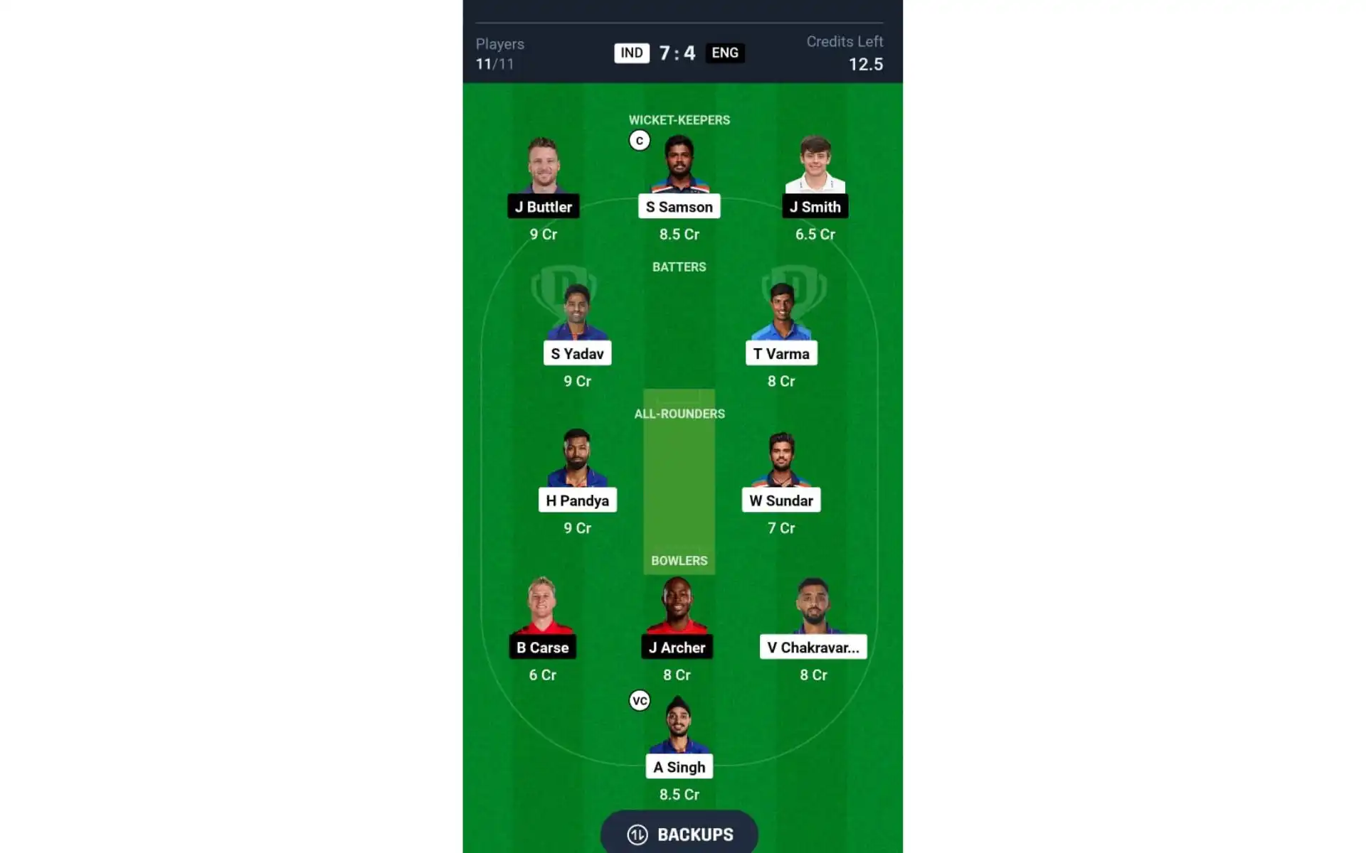 IND vs ENG, 3rd T20I: Dream11 Team 2 [Source: @Dream11 App]