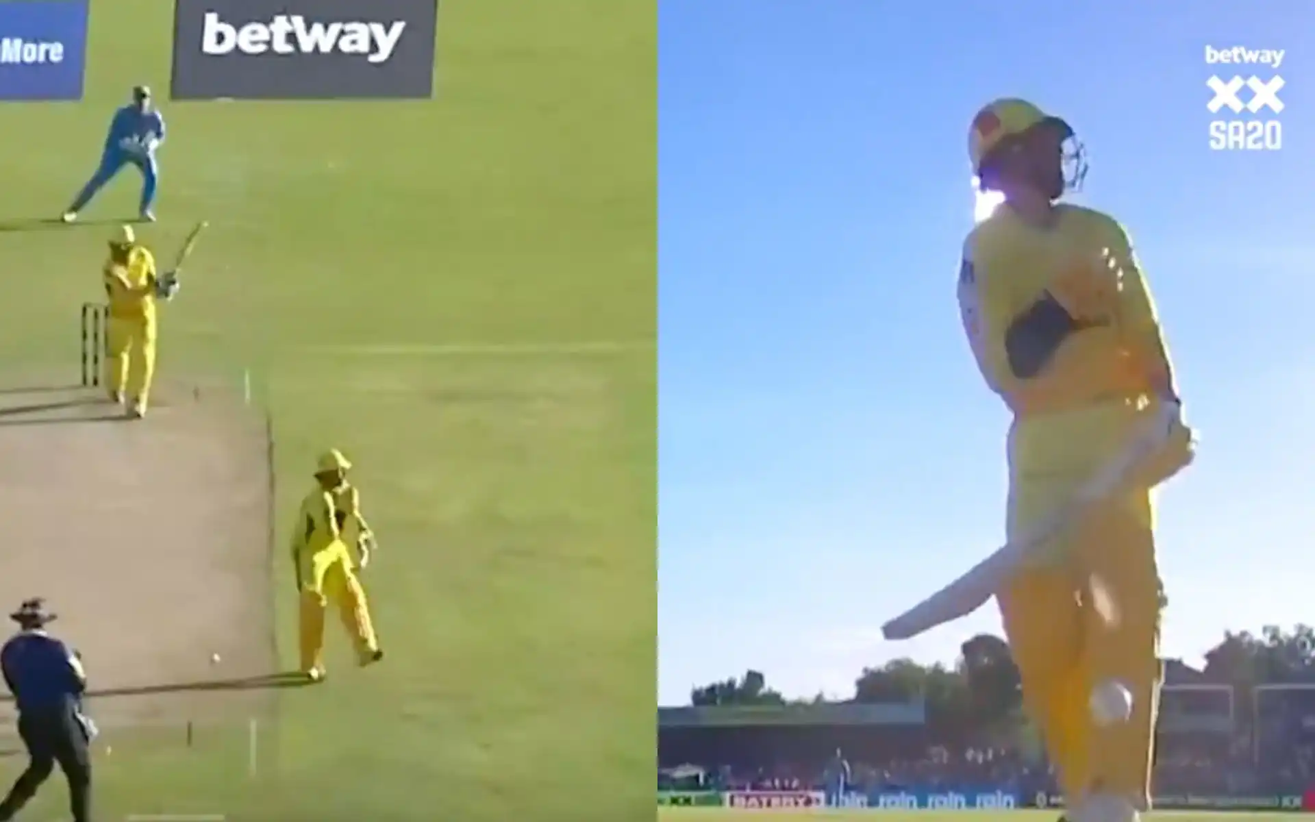 Devon Conway walks off after being hit by Faf du Plessis [Source: @SA20_League/X.com]