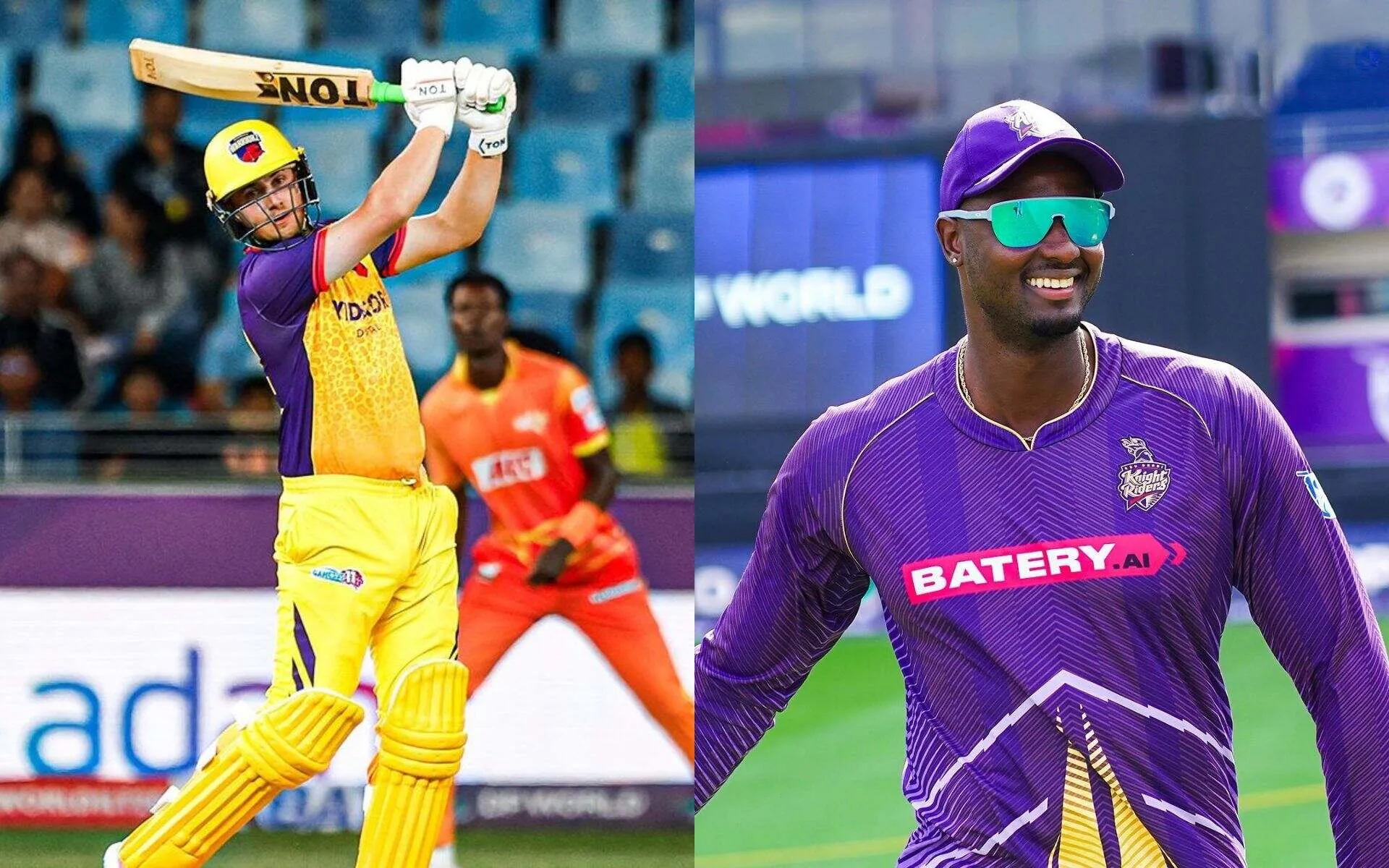 Tom Kohler-Cadmore and Jason Holder (Source: @SomersetCCC/X.com, @ADKRiders/X.com)