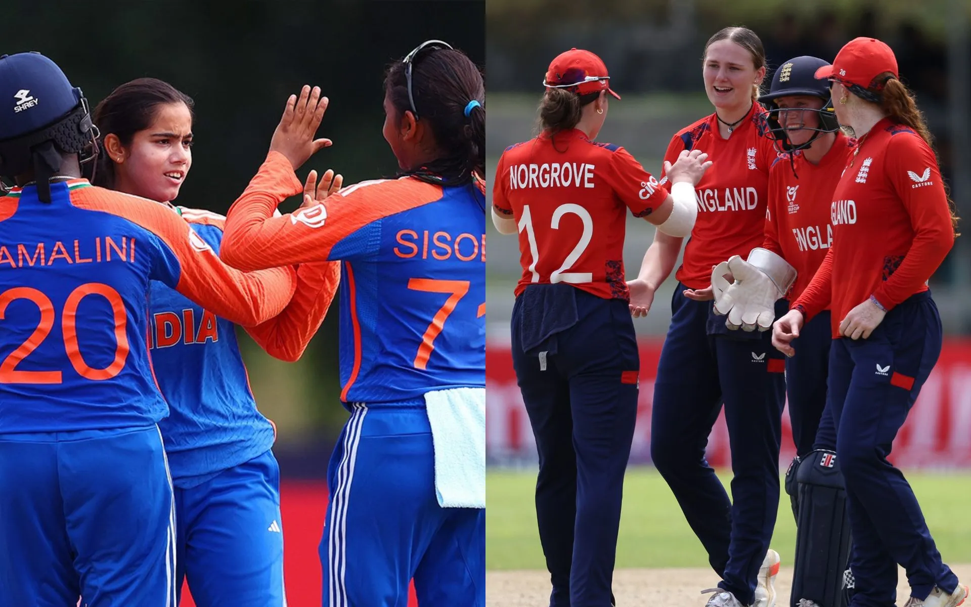 IND U-19 W vs ENG U19 W (Source: @T20WorldCup/X.com, @englandcricket/X.com)