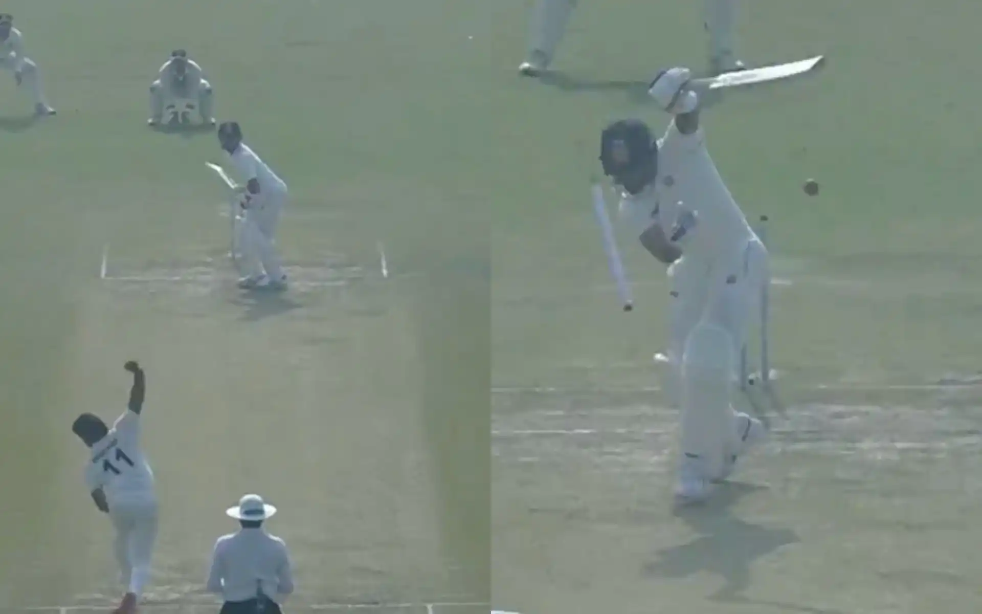 Virat Kohli was castled by Himanshu Sangwan [Source: @21OneTwo34/X]