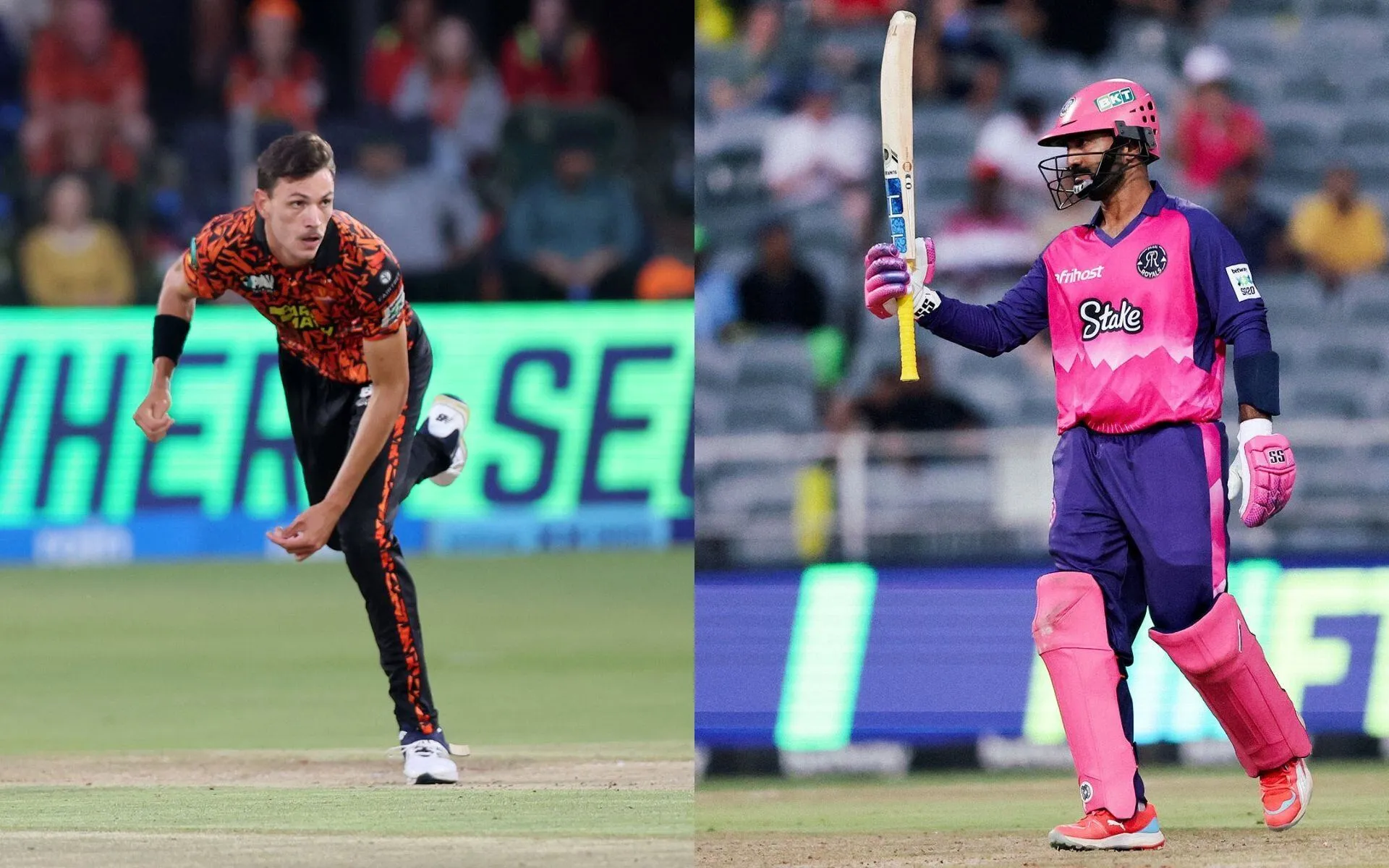 Marco Jansen and Dinesh Karthik (Source: @SunrisersEC/X.com, @paarlroyals/X.com)