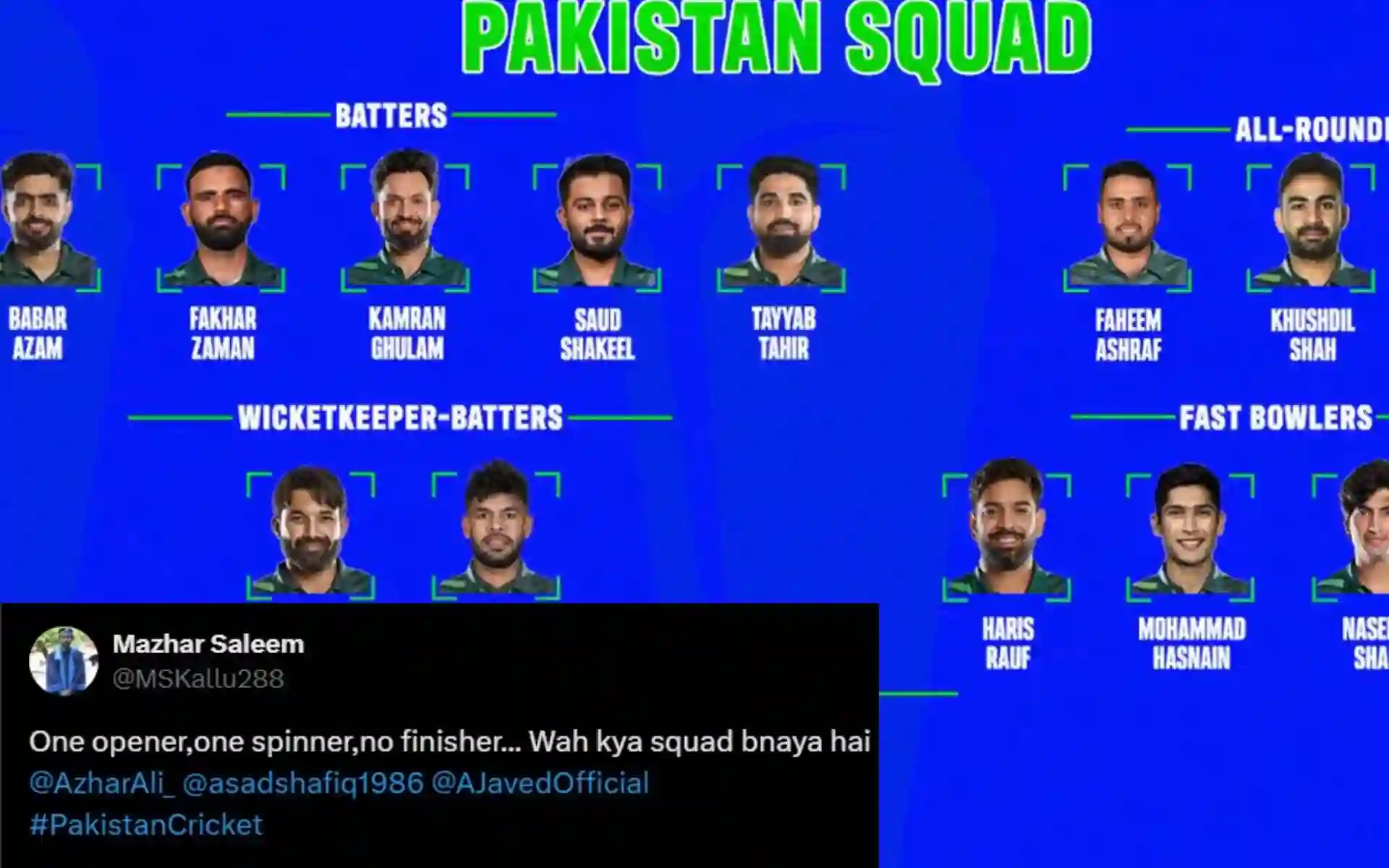 PCB announced Pakistan squad for CT 2025 [Source: @TheRealPCB/x]
