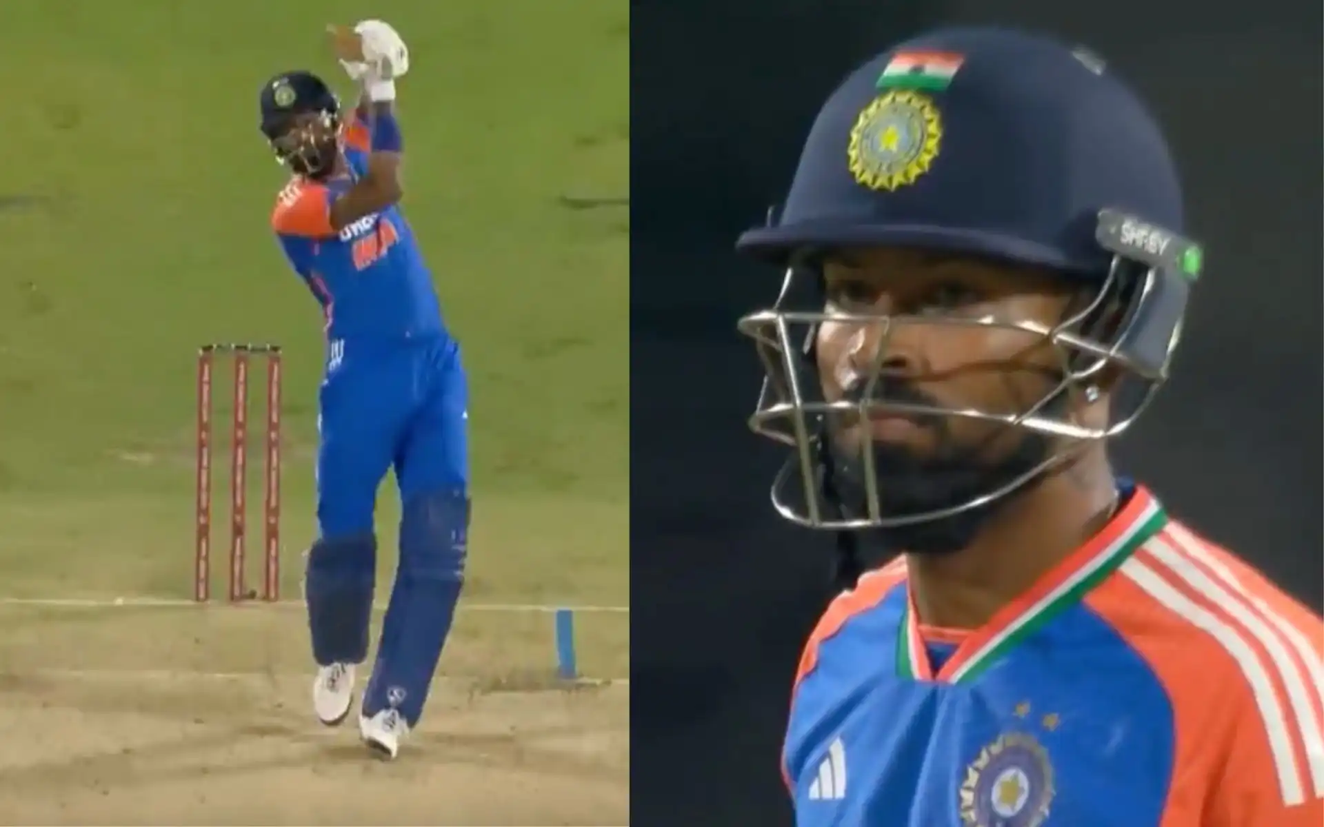 Hardik Pandya's six against England (Source: @21OneTwo34/X.com)