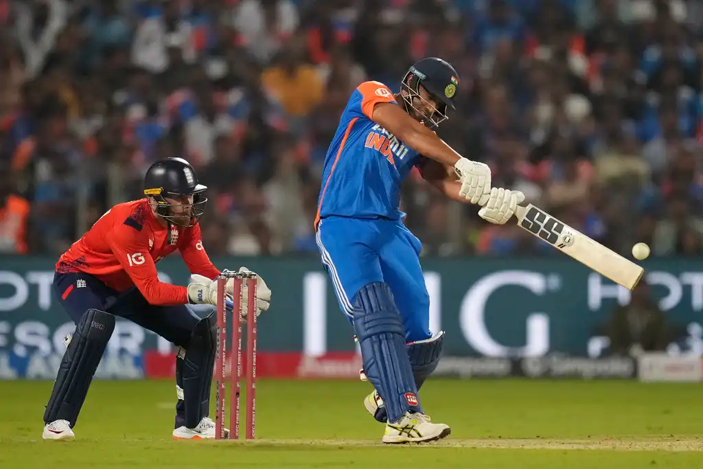 Shivam Dube against India [Source: AP Photos]