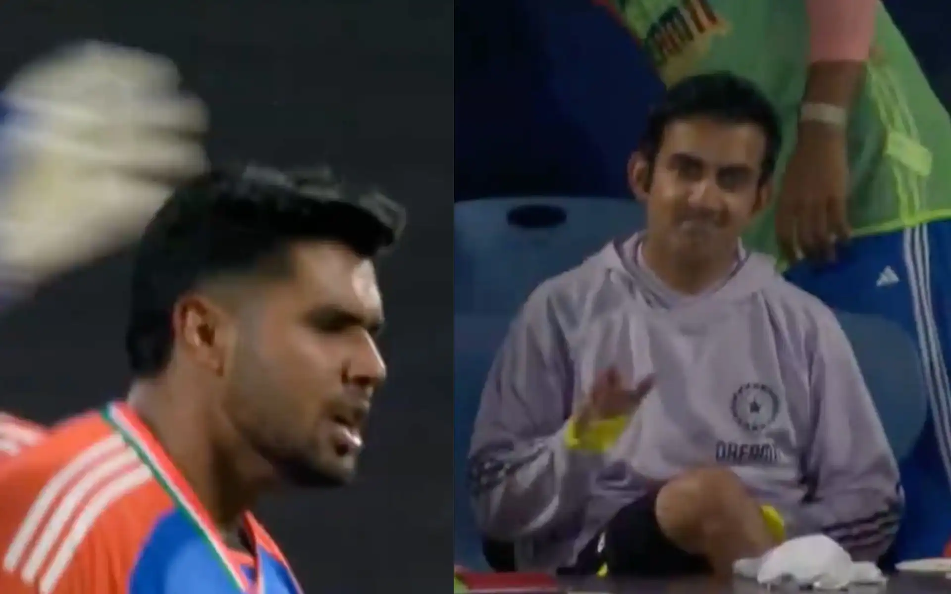 Harshit Rana and Gambhir after Livingstone's wicket (Source:@21OneTwo34/X.com)