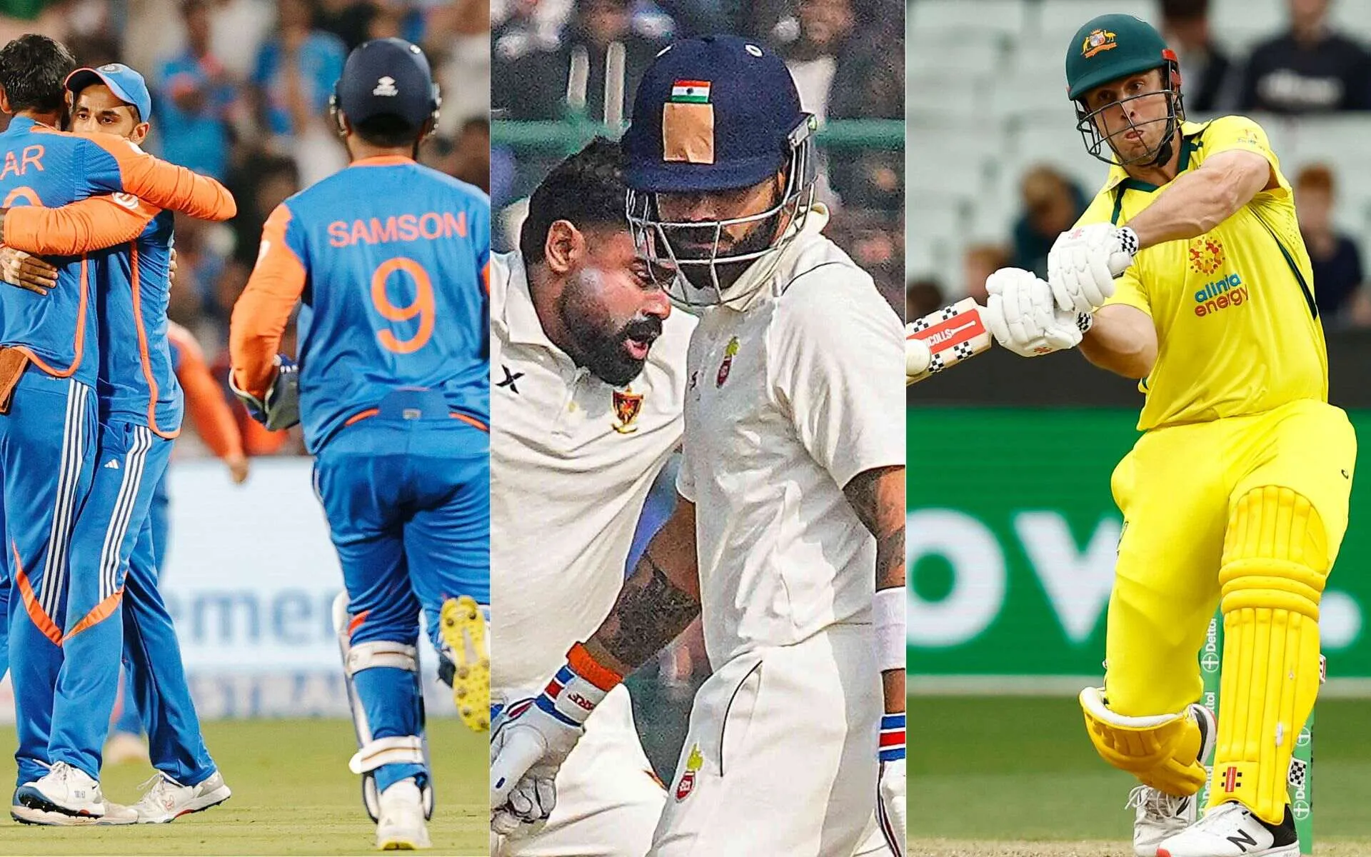 Team India, Virat Kohli and Mitchell Marsh [Source: @BCCI/x, PTI and @ICC/x]