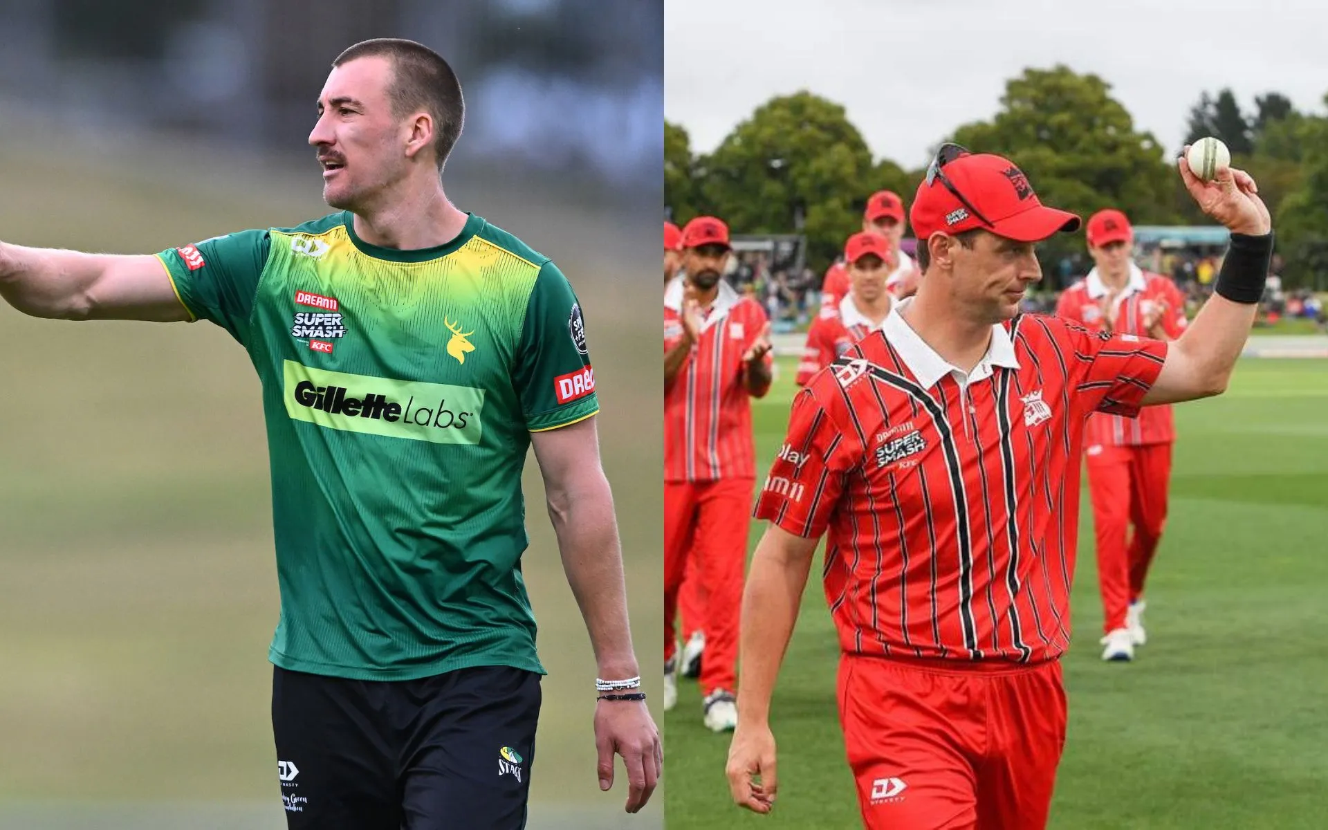 Blair Tickner and Matt Henry (Source: @SuperSmashNZ/X.com, @SomersetCCC/X.com)
