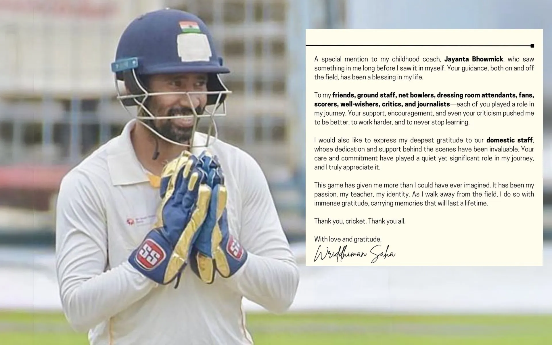 Wriddhiman Saha signs off from all forms of cricket [Source: @Wriddhipops/X.com]