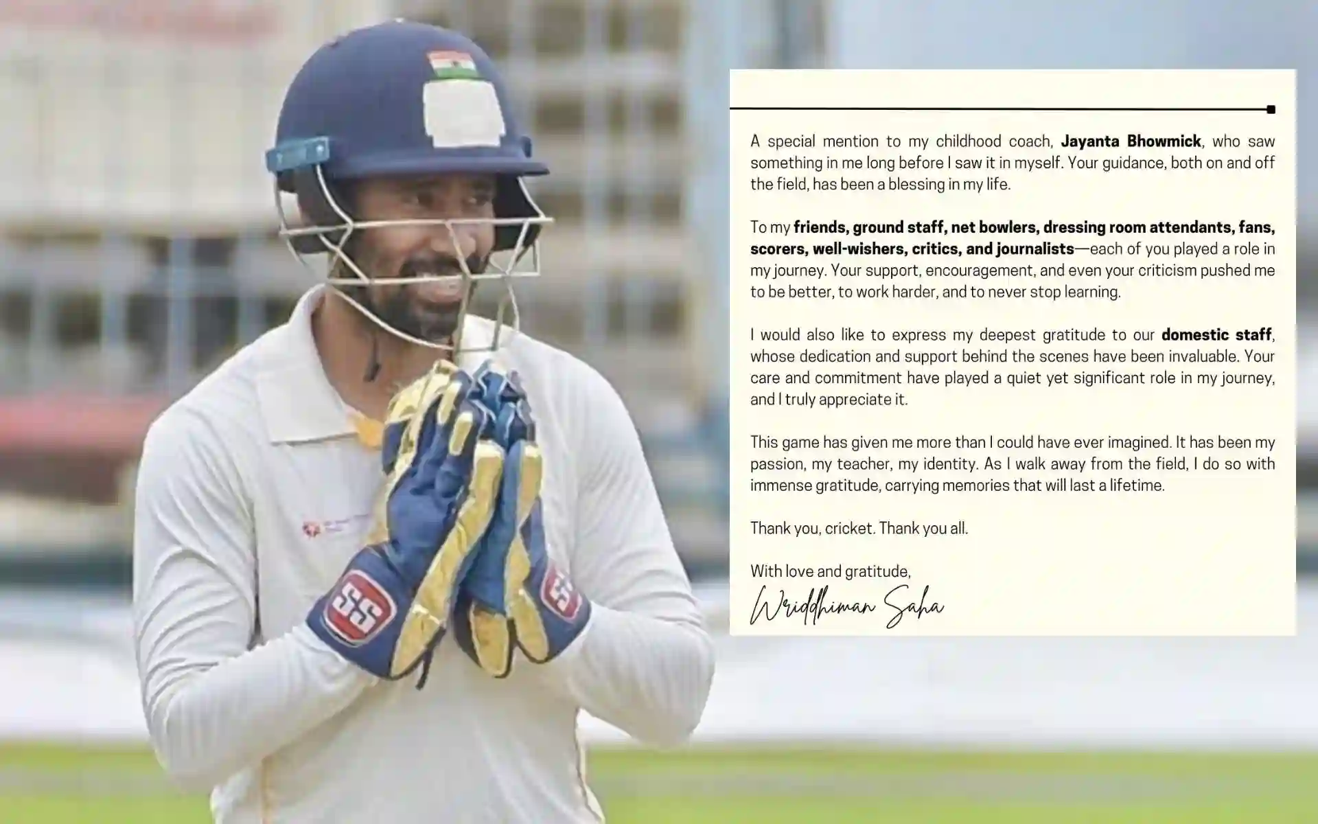 'Cricket Has Given Me...': Wriddhiman Saha Pens Emotional Note After Career's Last Match