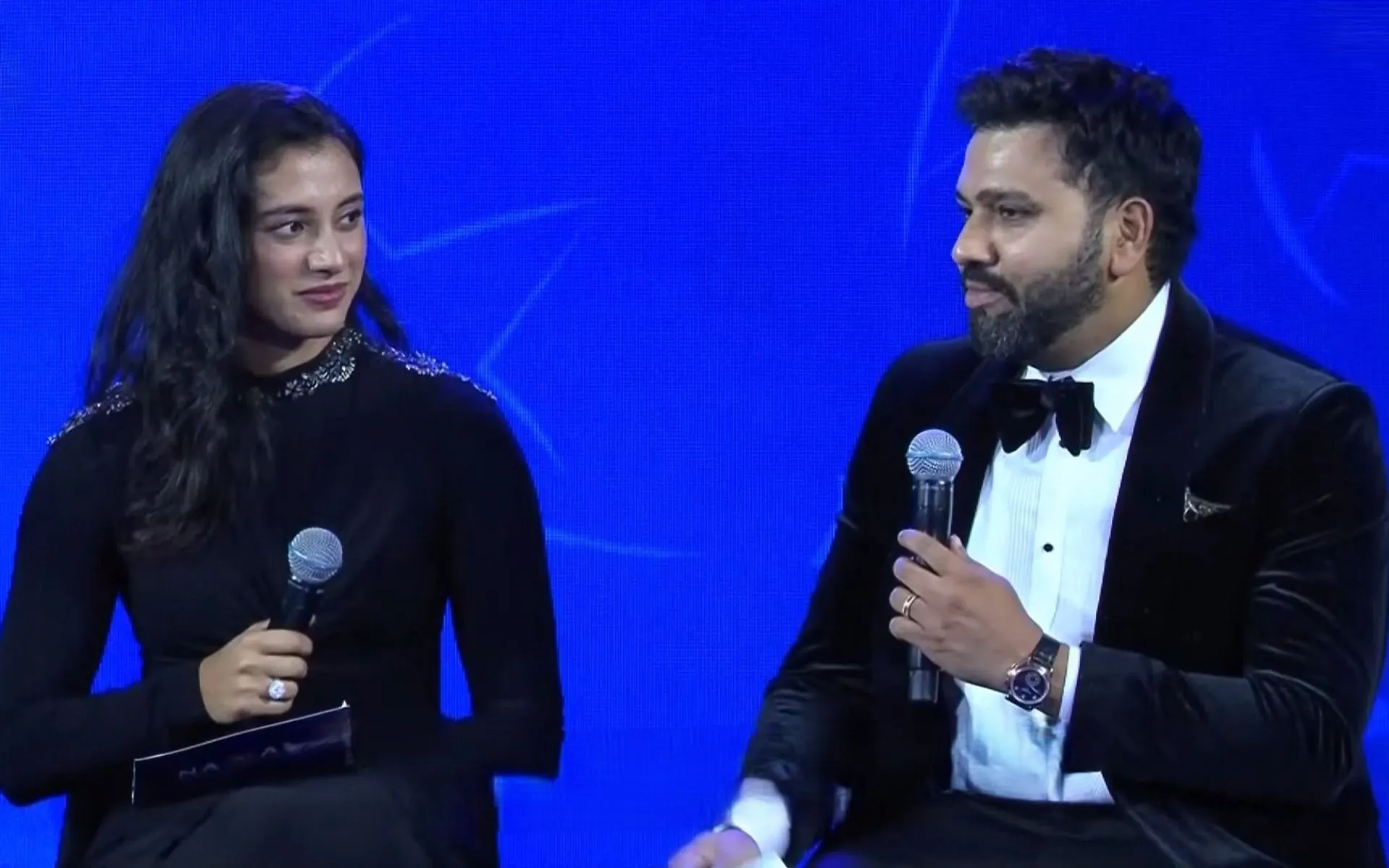 Smriti Mandhana and Rohit Sharma (Source: @CricCrazyJohns/X.com)