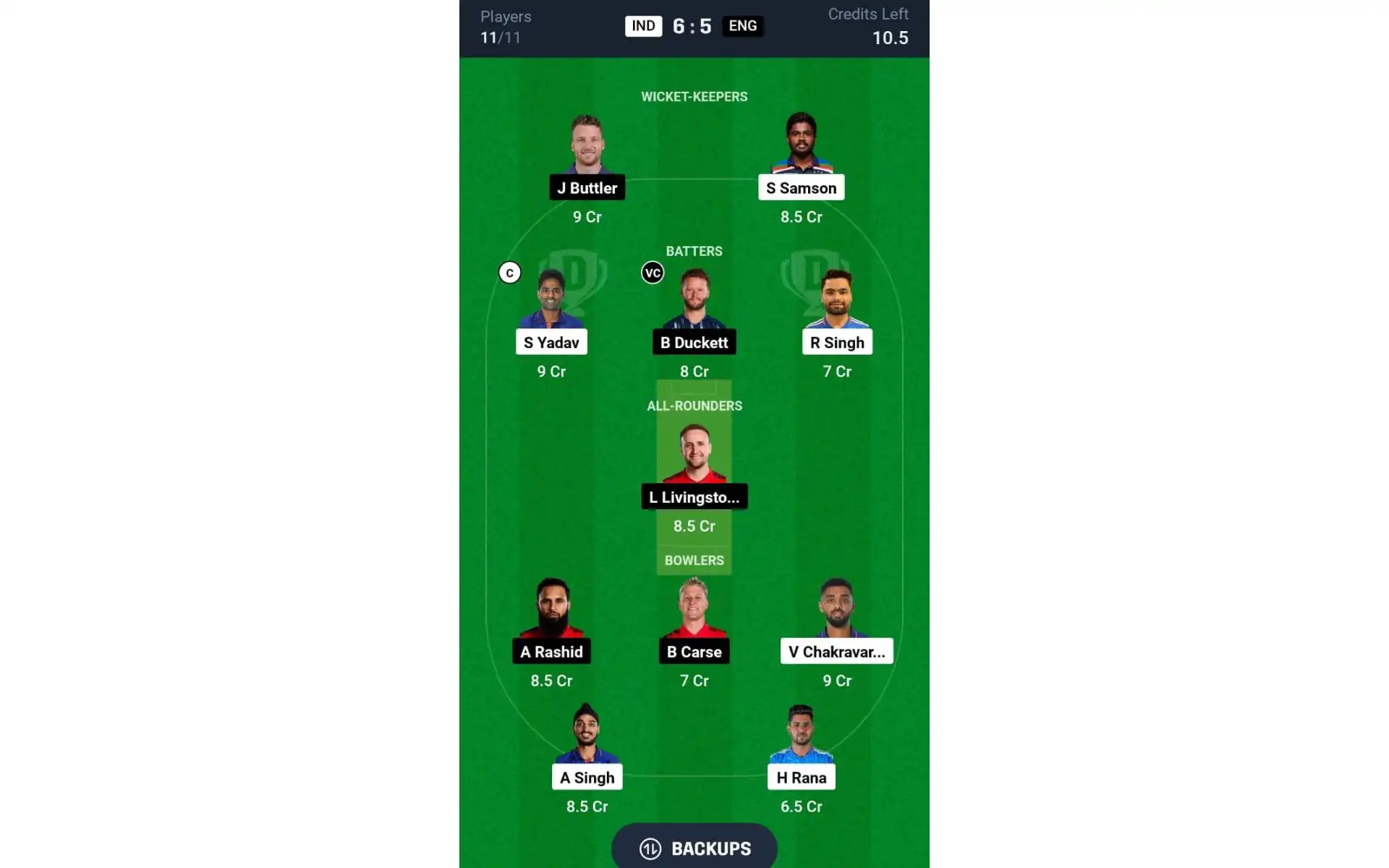 IND vs ENG, 5th T20I: Dream11 Team 1 [Source: @Dream11 App]
