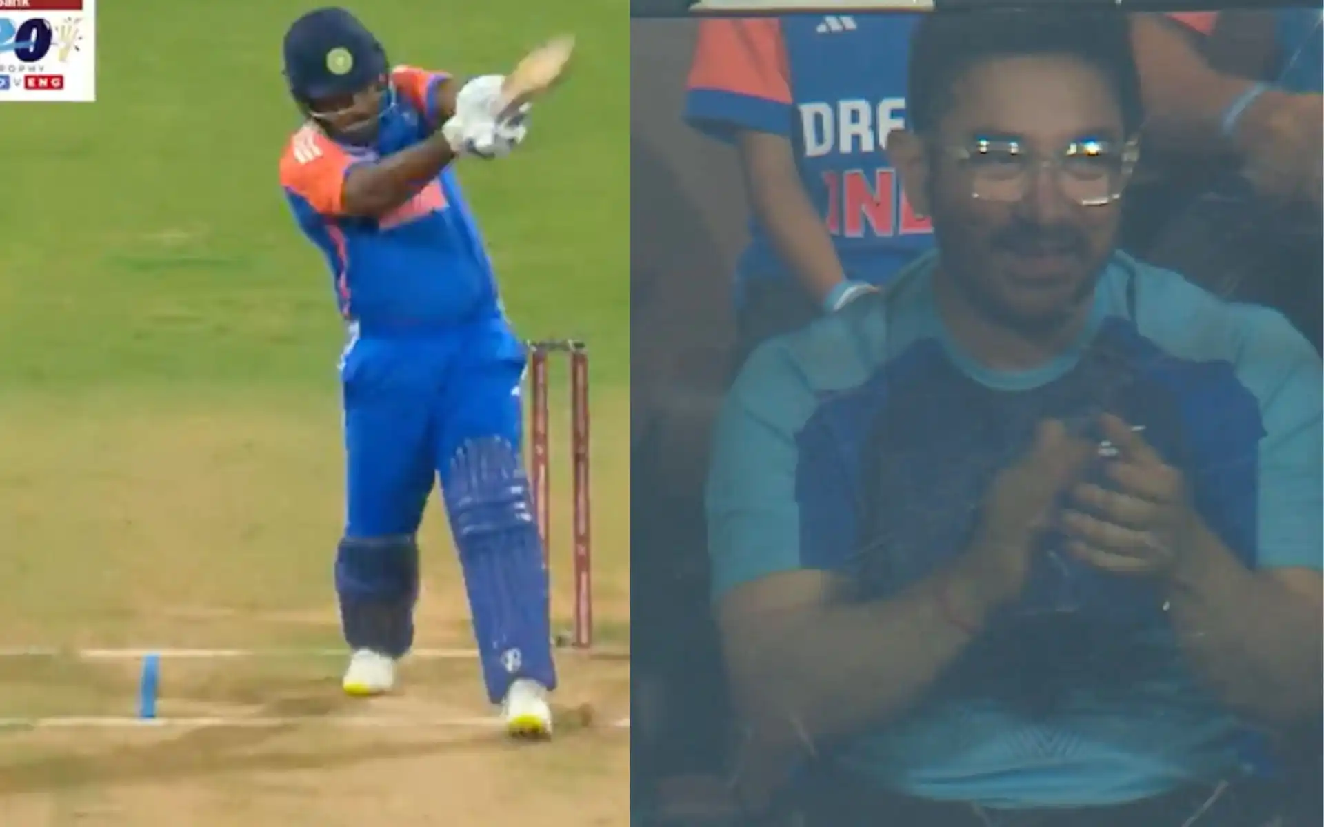 Sanju Samson's six against Archer (Source:@StarSportsIndia/X.com)