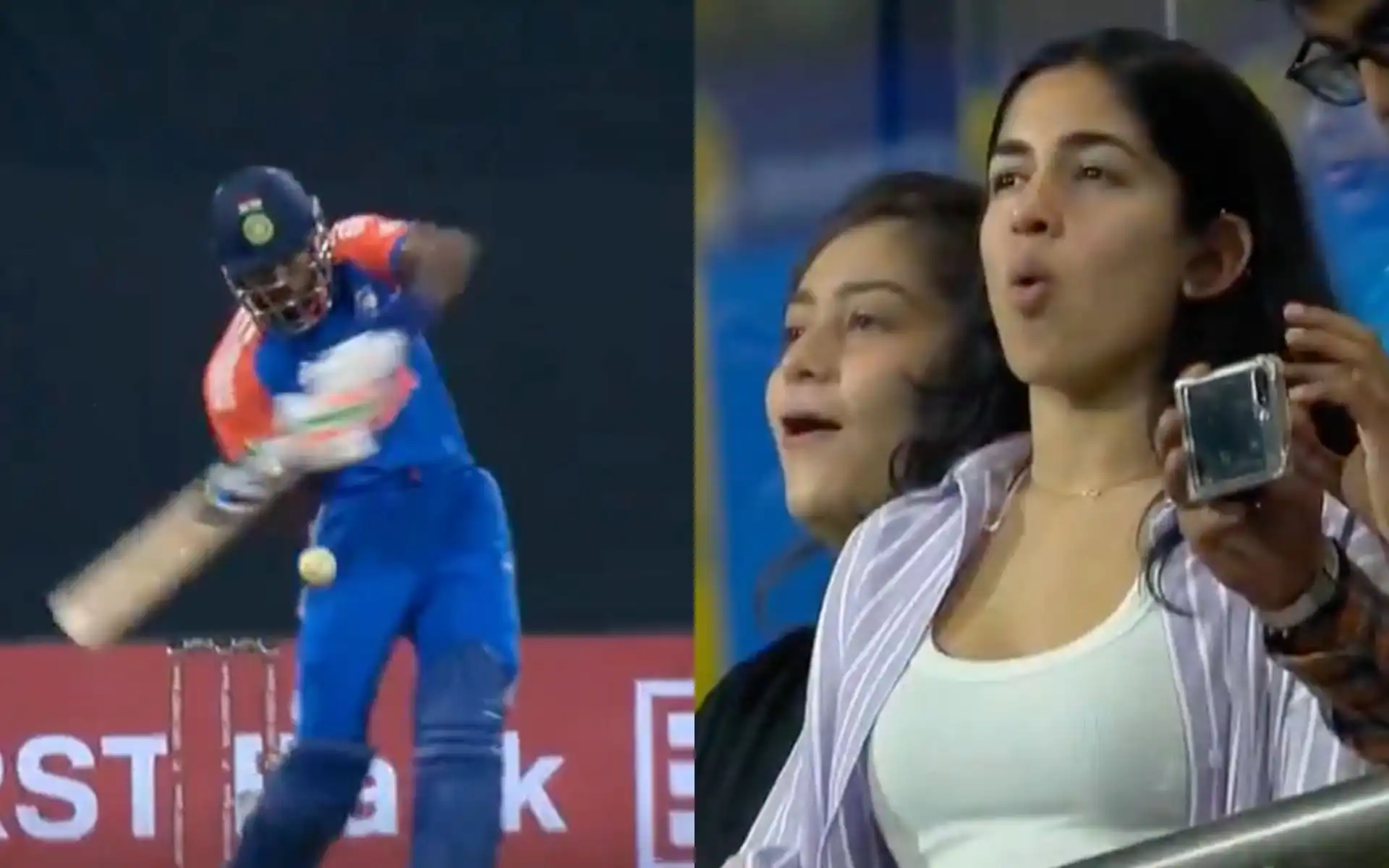 Hardik Pandya's six in 5th T20I (Source:@21OneTwo34/X.com)