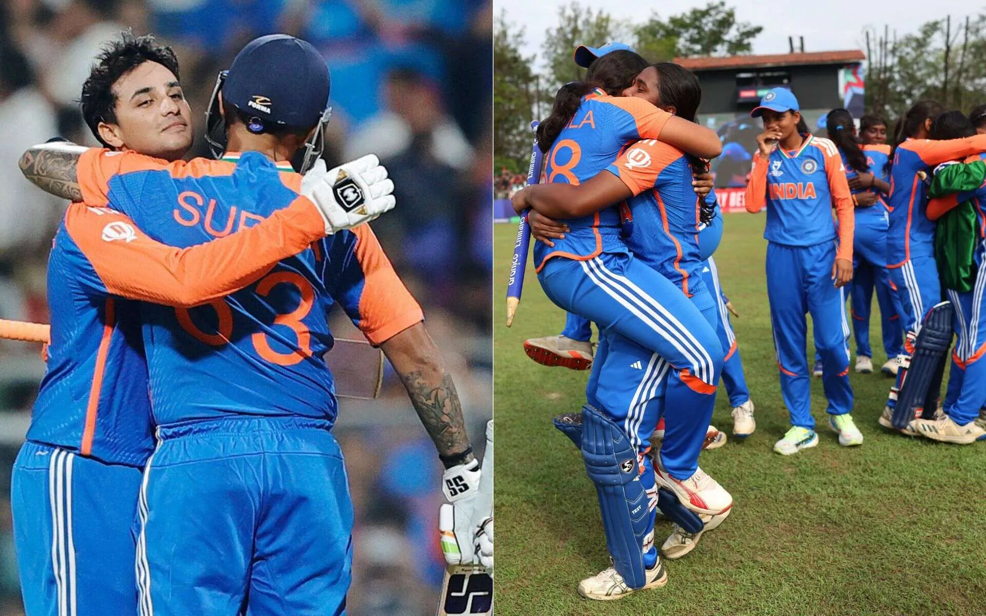 Abhishek Sharma and India Women's Under-19 players [Source: @BCCI, @BCCIWomen/x]