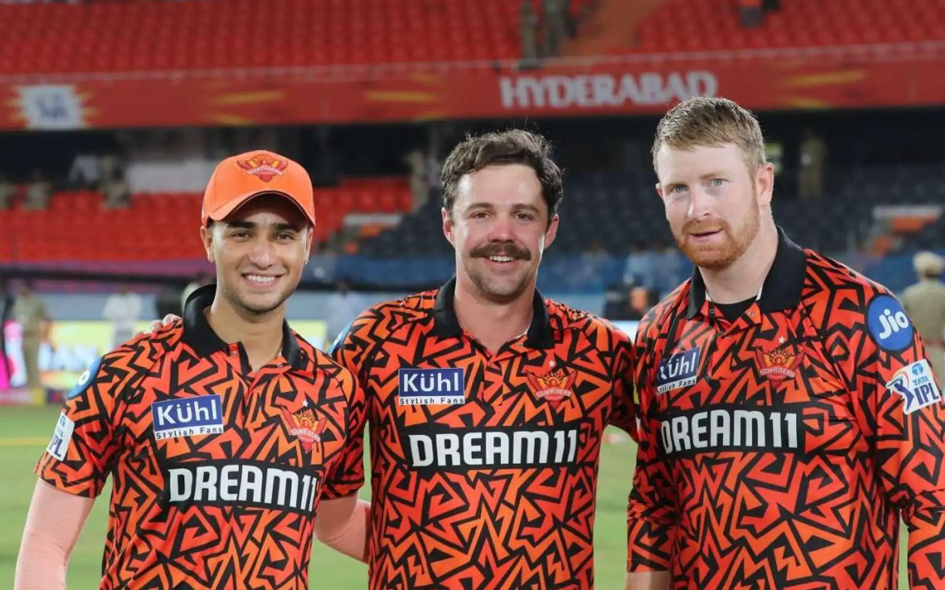 Abhishek Sharma, Travis Head and Heinrich Klaasen [Source: @academy_dinda/x.com]