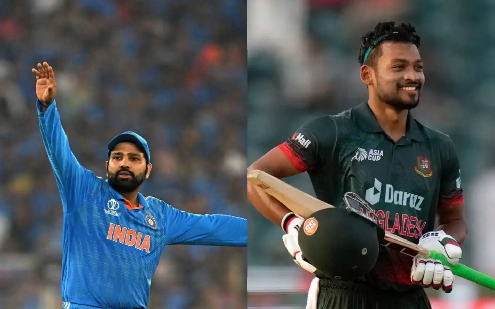 Rohit Sharma and Najmul Hossain Shanto [Source: @saifahmed75, @imAashutoshh/x.com]