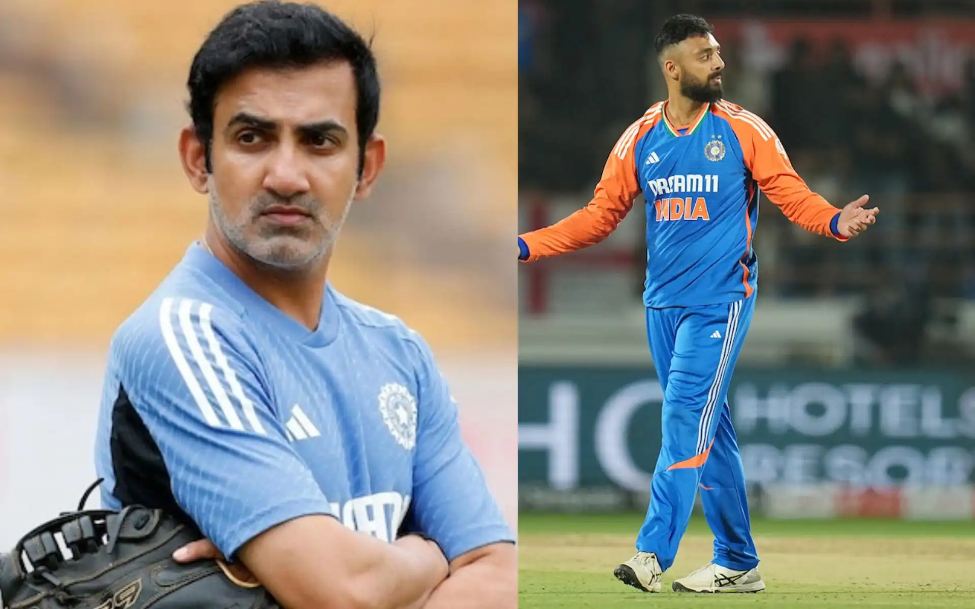 Gautam Gambhir and Varun Chakaravarthy (Source:@Mr_Exo45,x.com and AP)