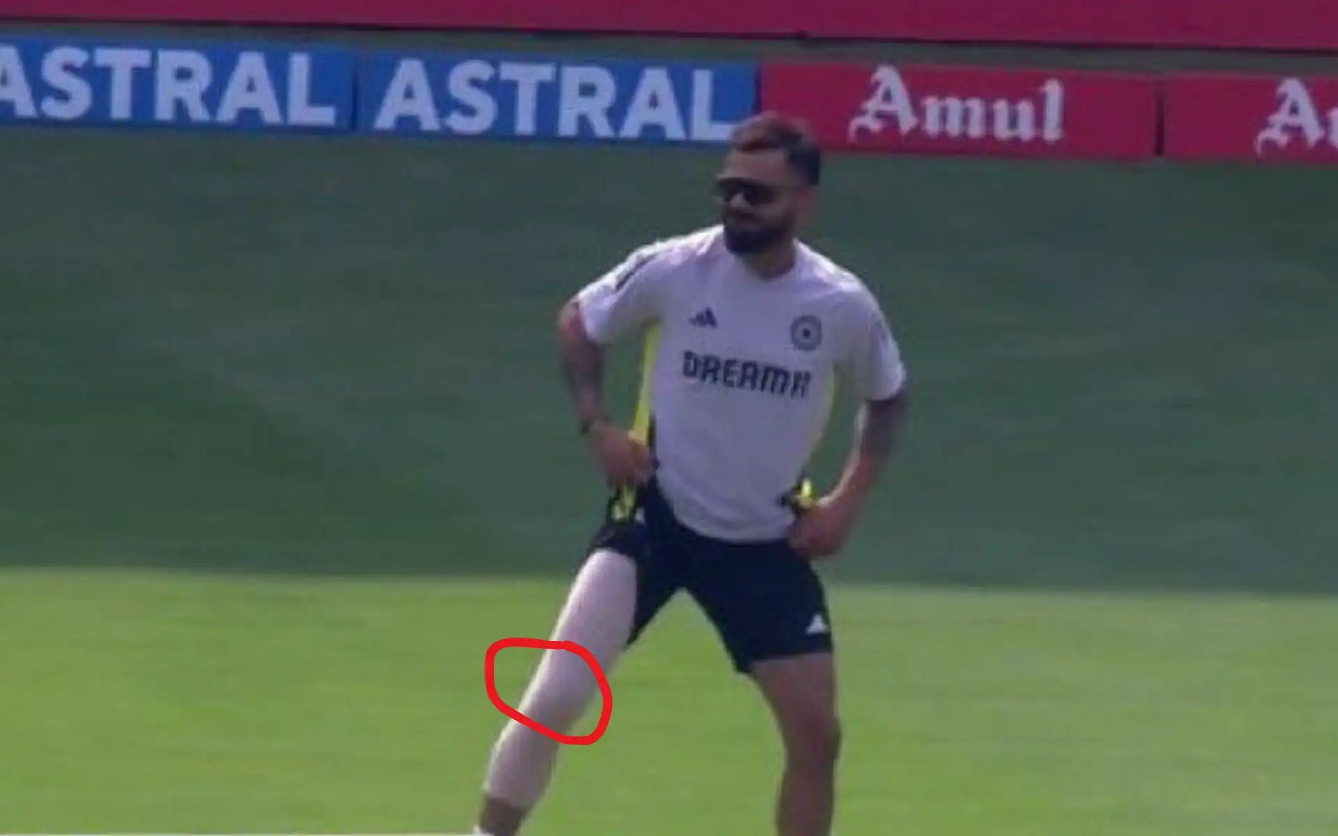 Virat Kohli with heavy strapping before the 1st ODI [Source: @imkevin149/x.com]