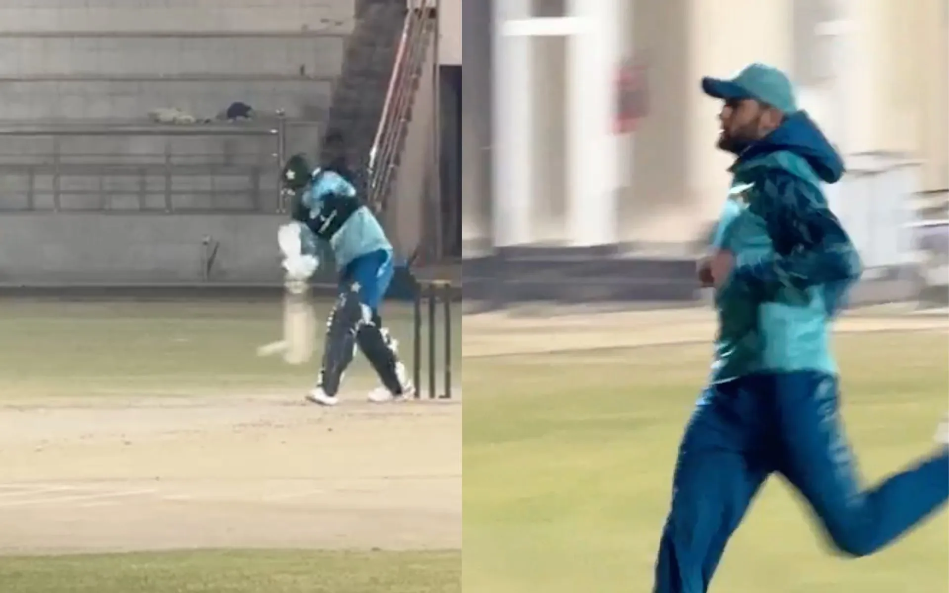 Babar Azam's straight drive against Haris Rauf (Source:@abubakartarar_/X.com)