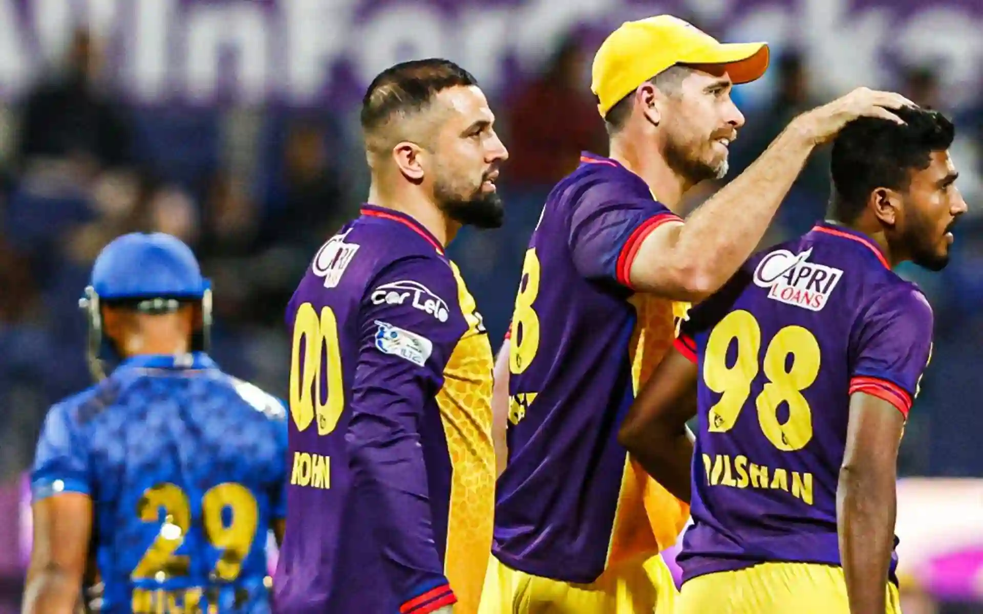 Sharjah Warriorz players celebrating a wicket [Source: @Sharjahwarriorz/x]