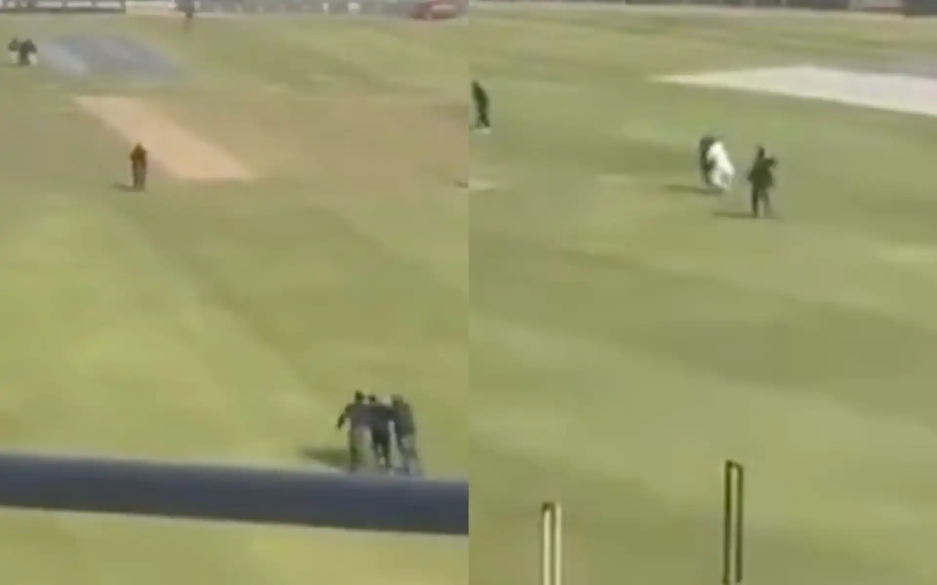 PCB train guards to catch intruders in Gaddafi Stadium, Lahore [Source: @kyunaaaal/x.com]