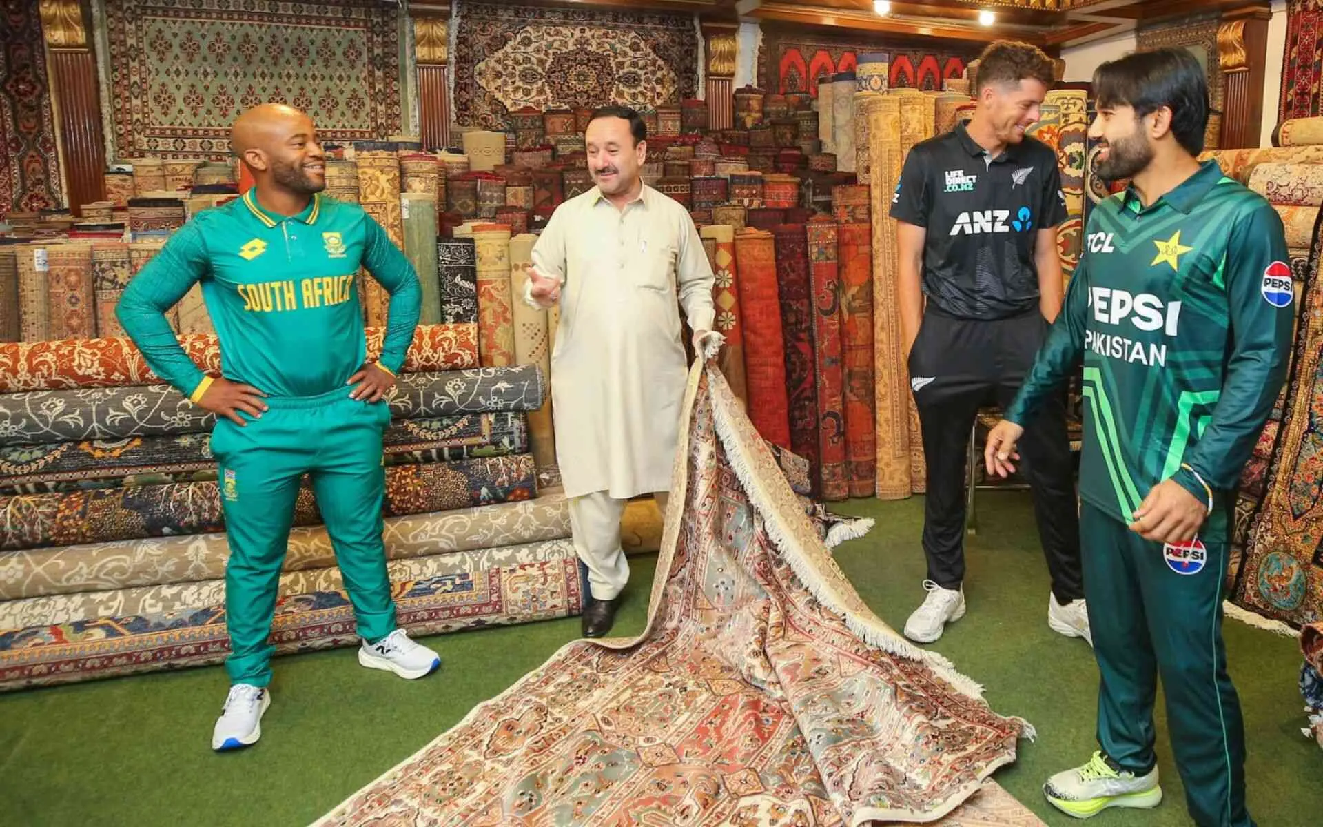 Rizwan with Santner and Bavuma (Source:@TheRealRCB/X.com)