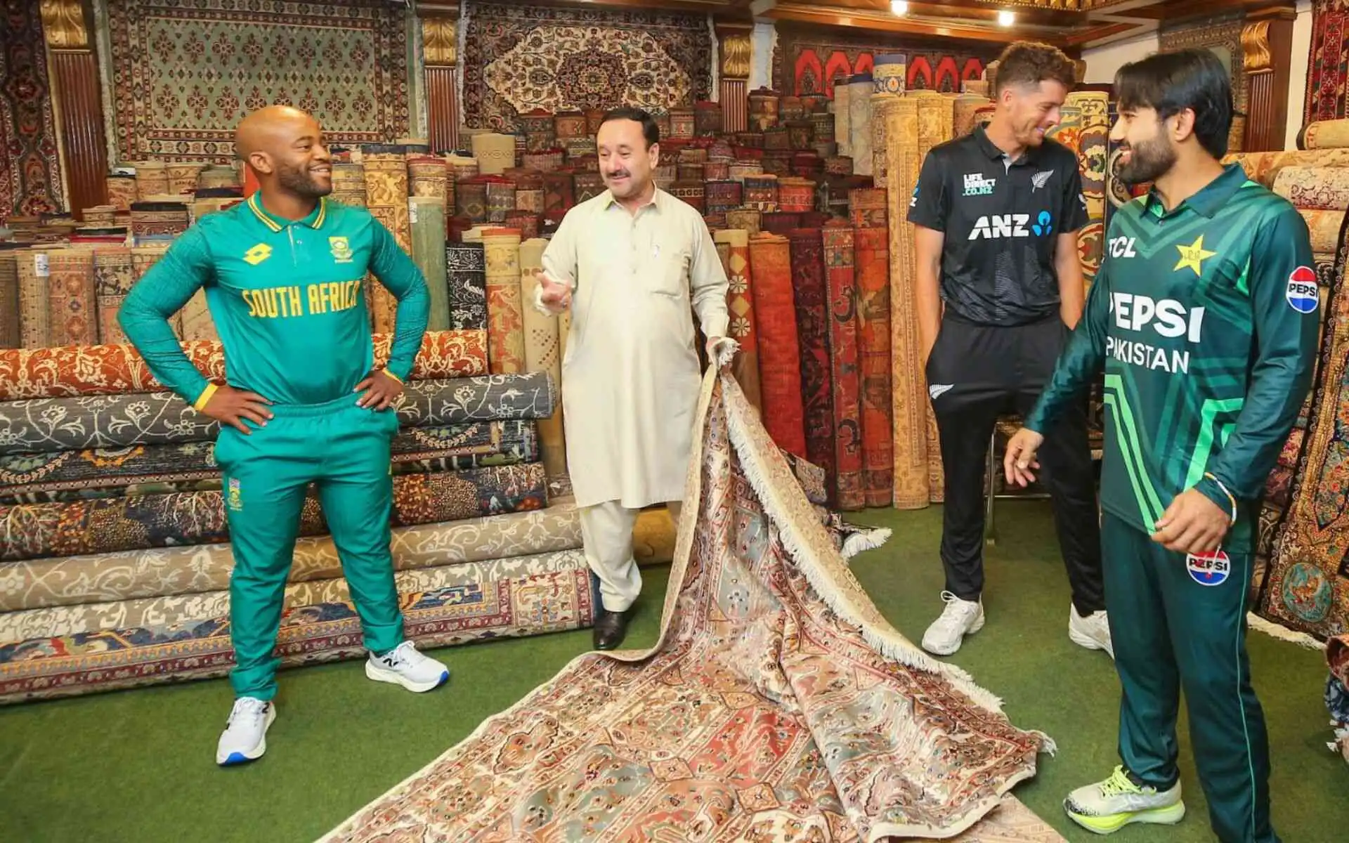 Rizwan with Santner and Bavuma (Source:@TheRealRCB/X.com)