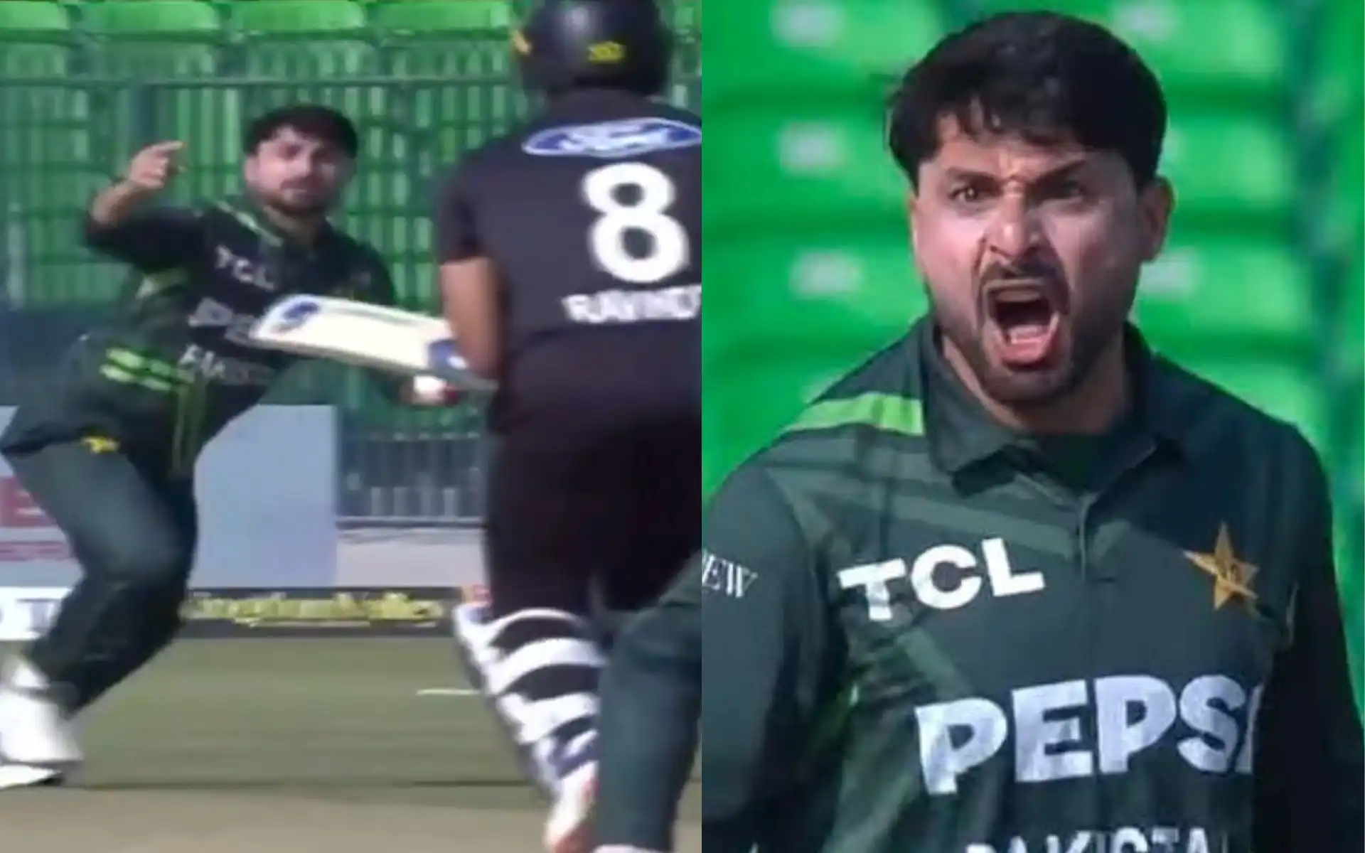 Abrar Ahmed got the big wicket of Rachin Ravindra (Source: @Taymur959/X.com)