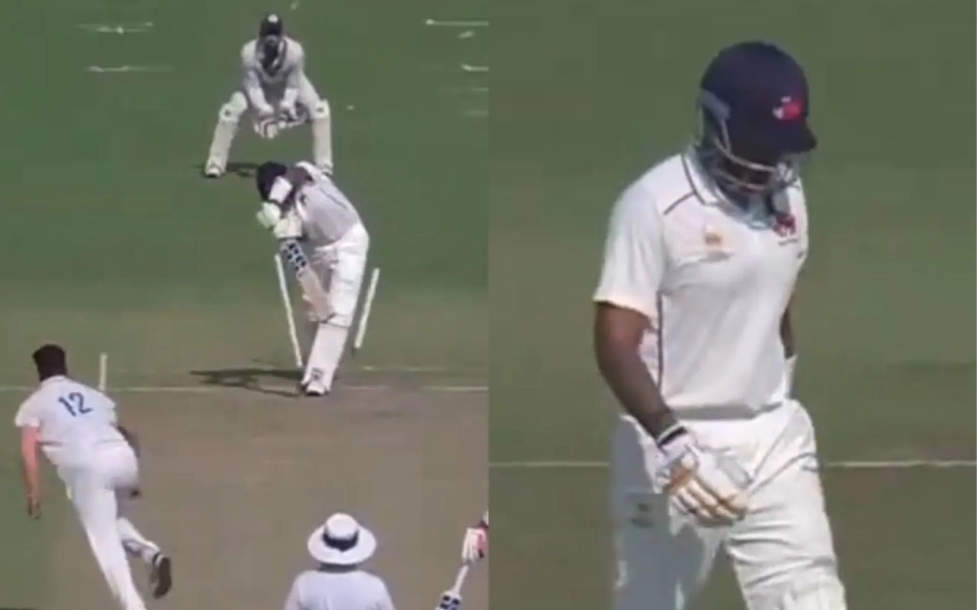 Suryakumar Yadav's bails were sent flying after Sumit Kumar bamboozled him with a jaffa [Source: @79off201/X.com]