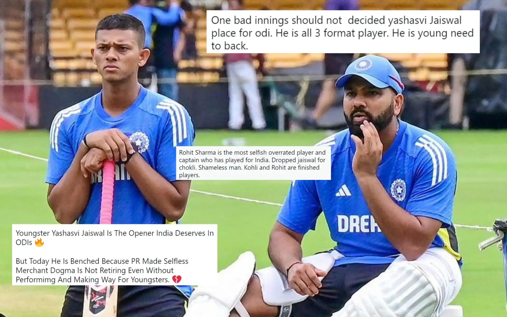 Rohit Sharma was trolled for dropping Yashasvi Jaiswal [Source: @mufaddal_vohra/X.com]