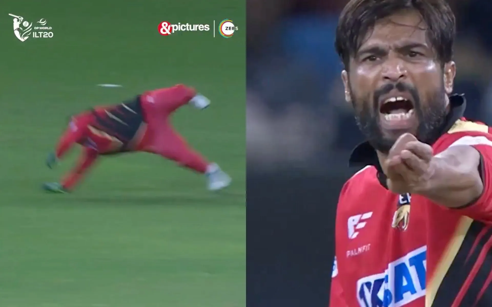 Amir's reaction on Azam's keeping effort [Source: @ilt20onzee/X]