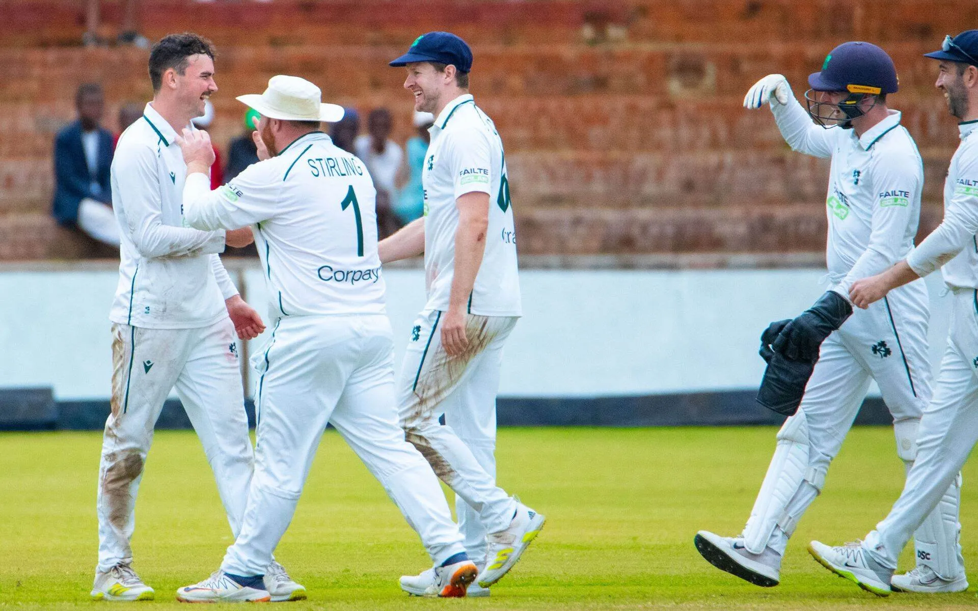 Matthew Humphreys celebrating a wicket on Day 5 [Source: @cricketireland/x]