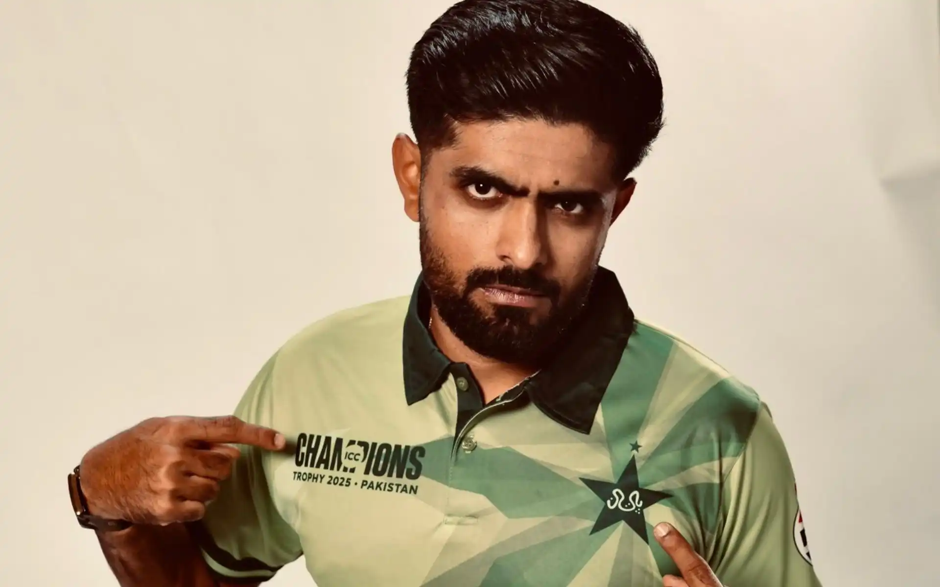 Babar Azam in Pakistan's new jersey for Champions Trophy 2025 [Source: @babarazam258/X.com]