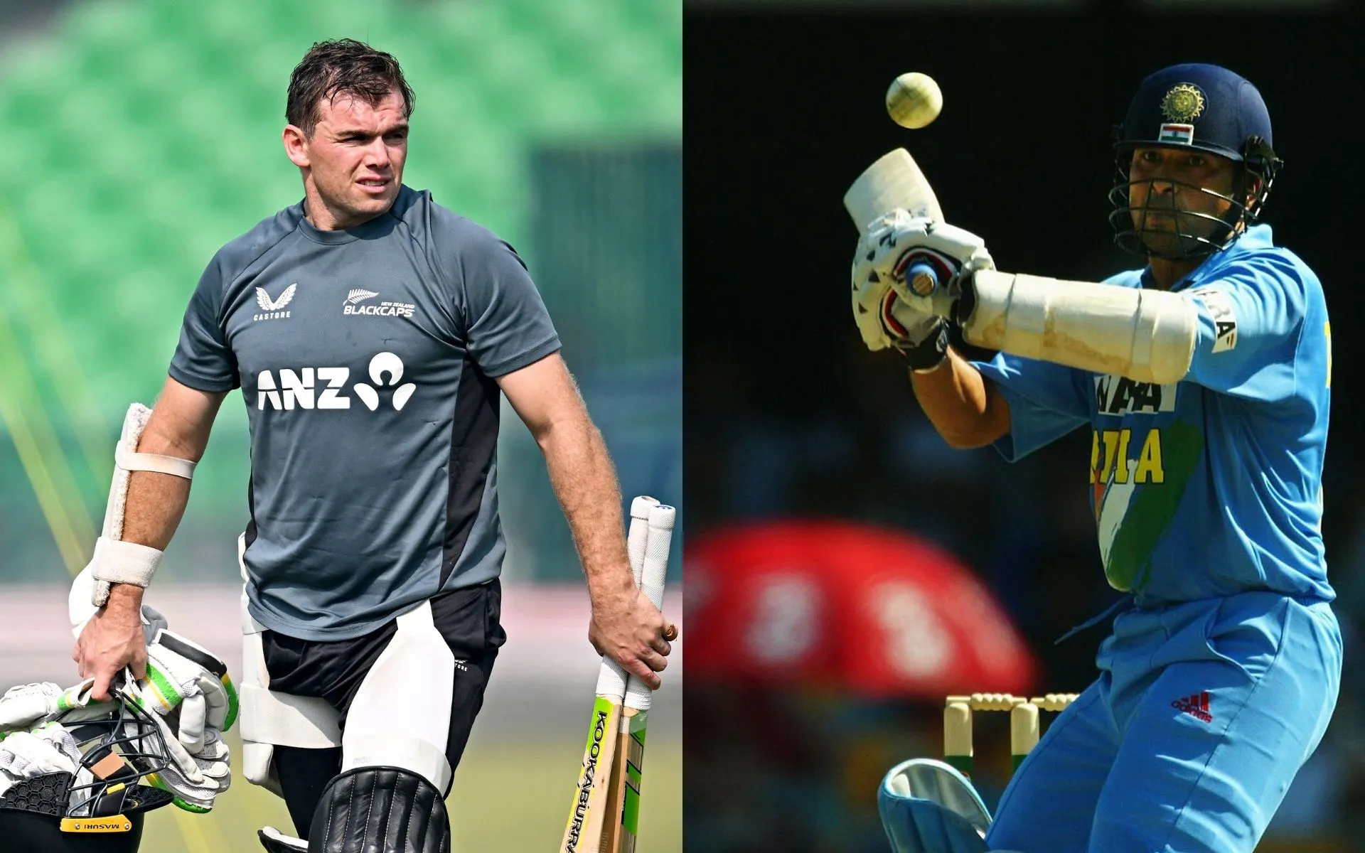 Tom Lathan and Sachin Tendulkar (Source: @BLACKCAPS/X.com, @BCCI/X.com)