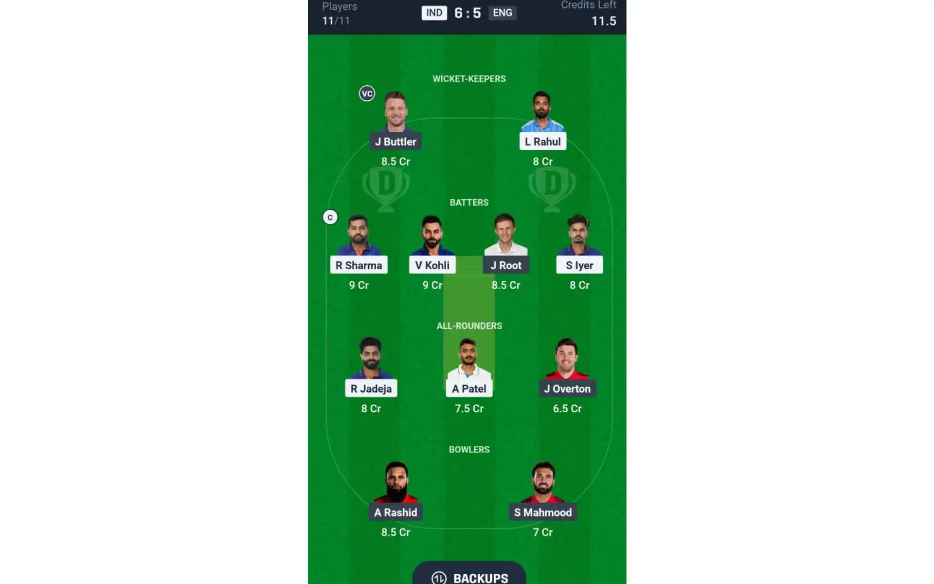 IND vs ENG, 3rd ODI: Dream11 Team 1 [Source: @Dream11 App]