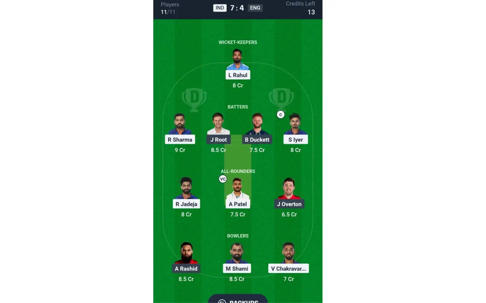 IND vs ENG, 3rd ODI: Dream11 Team 1 [Source: @Dream11 App]