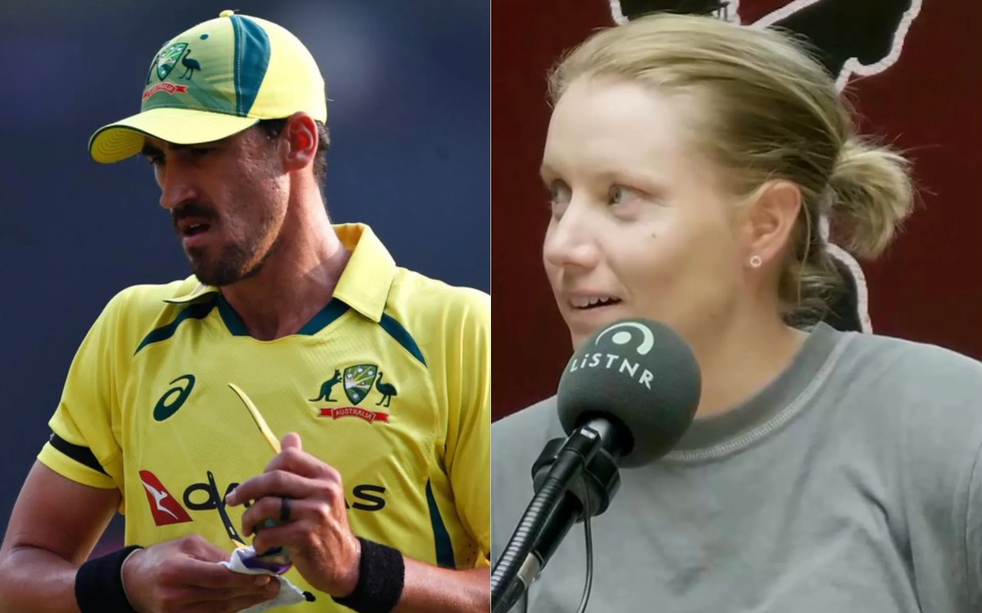 Mitchell Starc and Alyssa Healy [Source: @Footy_Strikes/x, @willowtalkpodcast/Instagram]