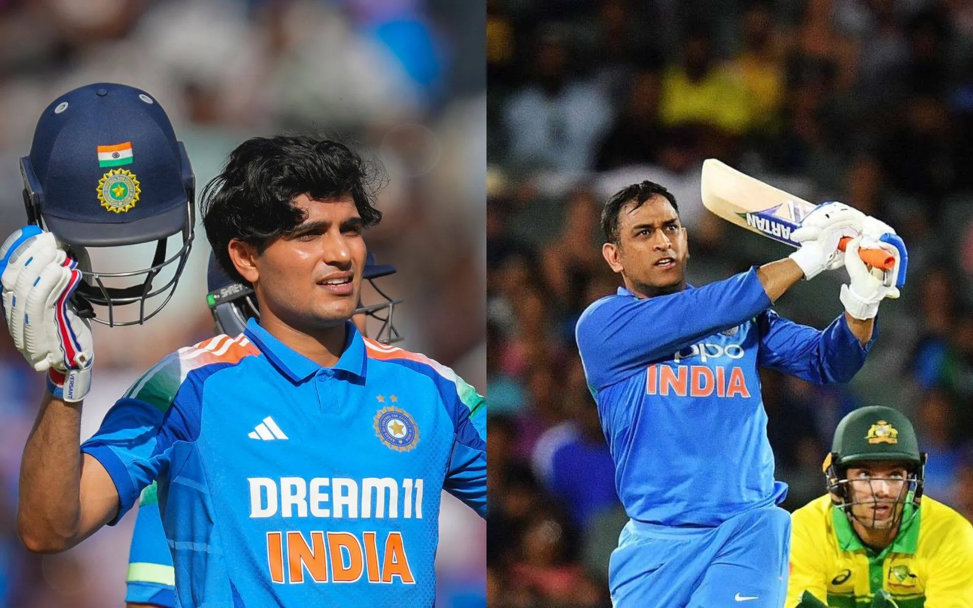 Shubman Gill and MS Dhoni (Source: @BCCI/X.com, @Vidyadhar_R/X.com)