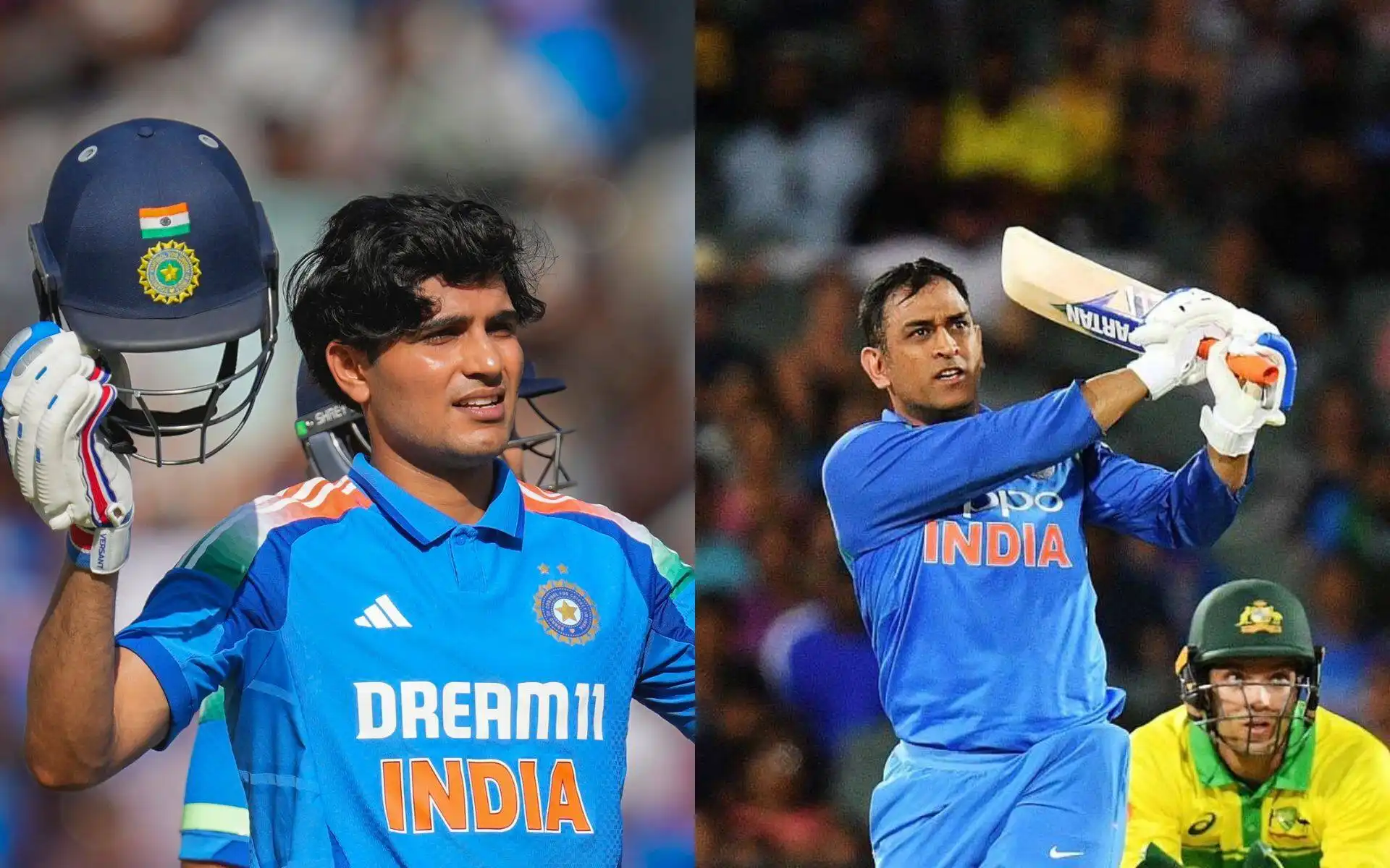 Shubman Gill and MS Dhoni (Source: @BCCI/X.com, @Vidyadhar_R/X.com)