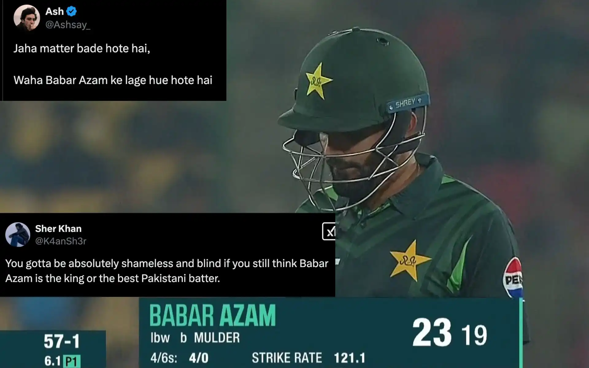 Babar Azam faced backlash after cheap dismissal [Source: @imtheguy07, @K4anSh3r, @Ashsay_/X.com]