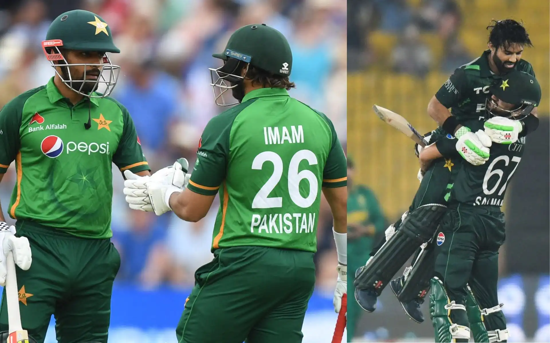 Babar Azam-Imam ul Haq and Mohd Rizwan-Salman Agha (Source: @ICC/X.com, @TheRealPCB/X.com)