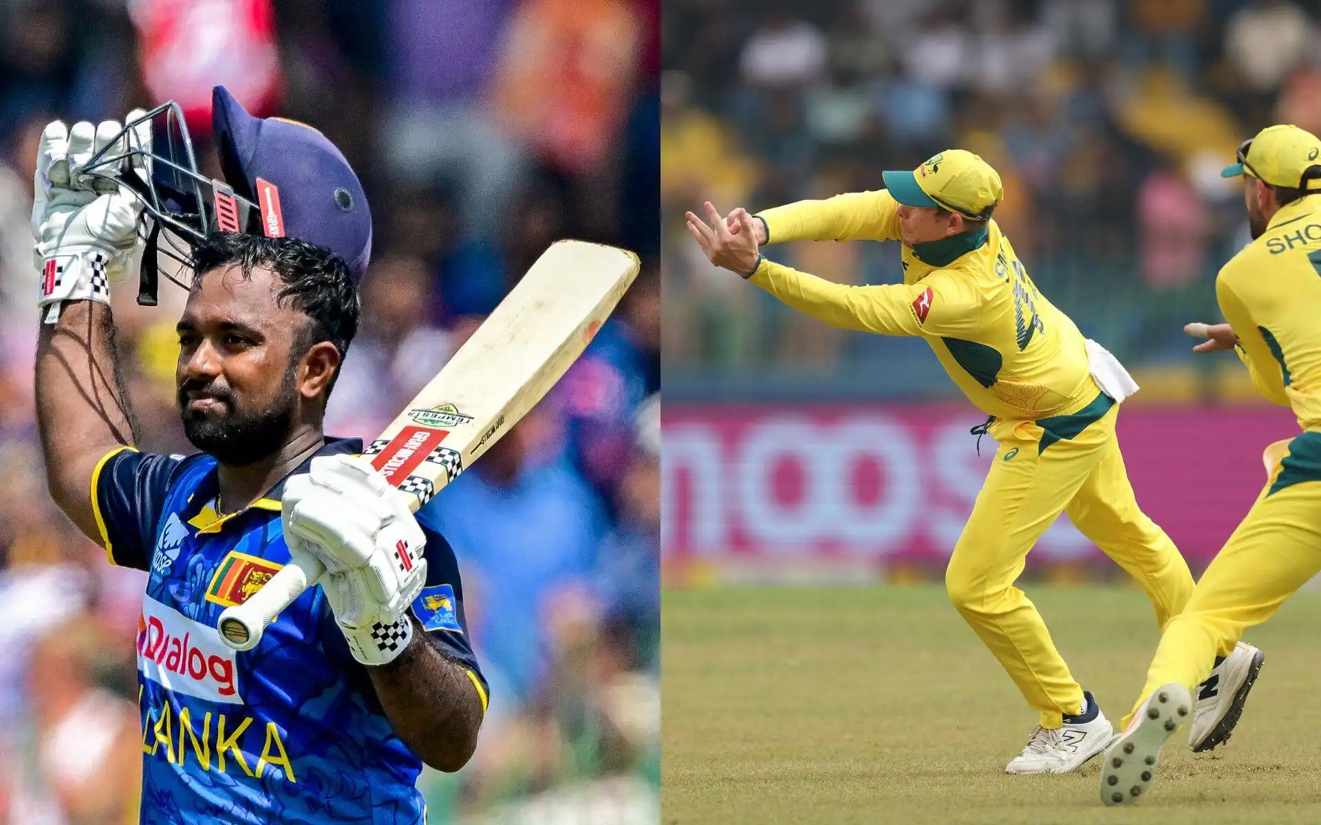 Charith Asalanka and Steve Smith (Source: @OfficialSLC/X.com, @Sportsnapper71/X.com)